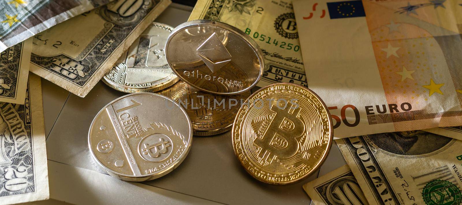 Bitcoin BTC Cryptocurrency Coins. Stock Market Concept. High quality photo