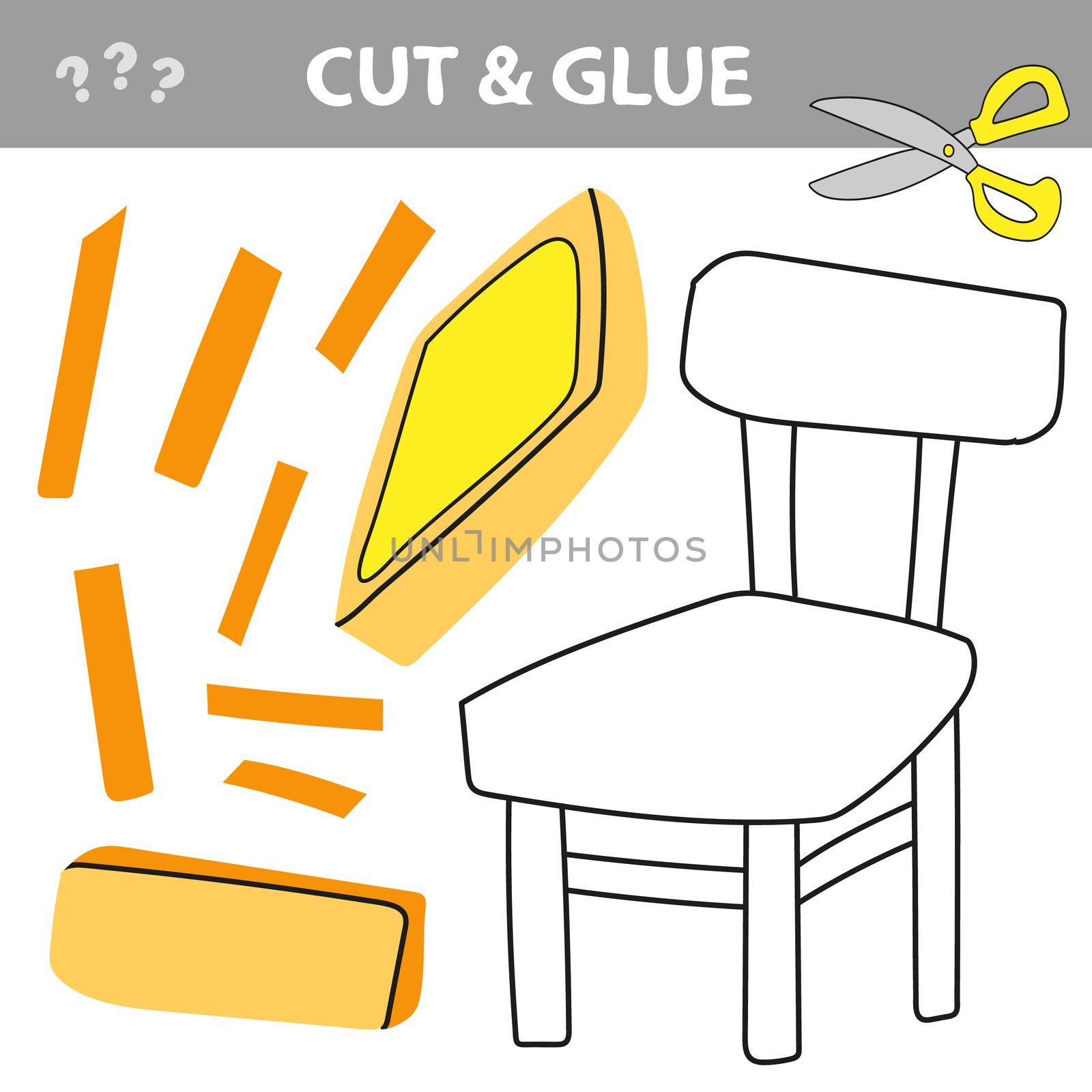 Cut and glue - Simple game for kids. Chair paper game - Vector illustration. Game for children