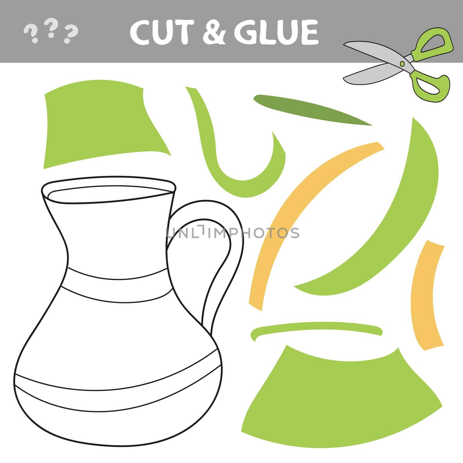 Cut and glue - Simple game for kids. Puzzle with green jug. by natali_brill