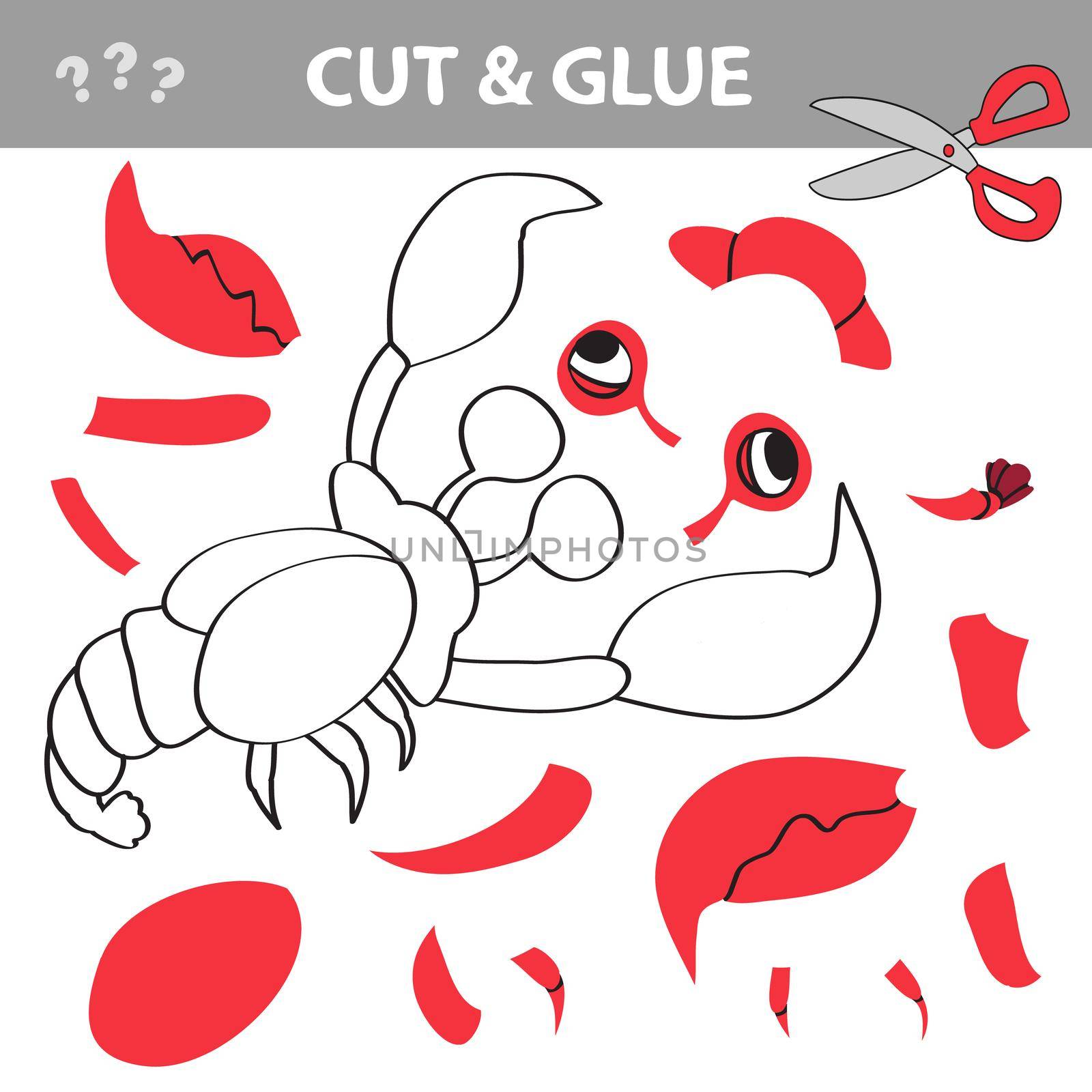 Cut and glue - Simple game for kids with Funny Crayfish by natali_brill