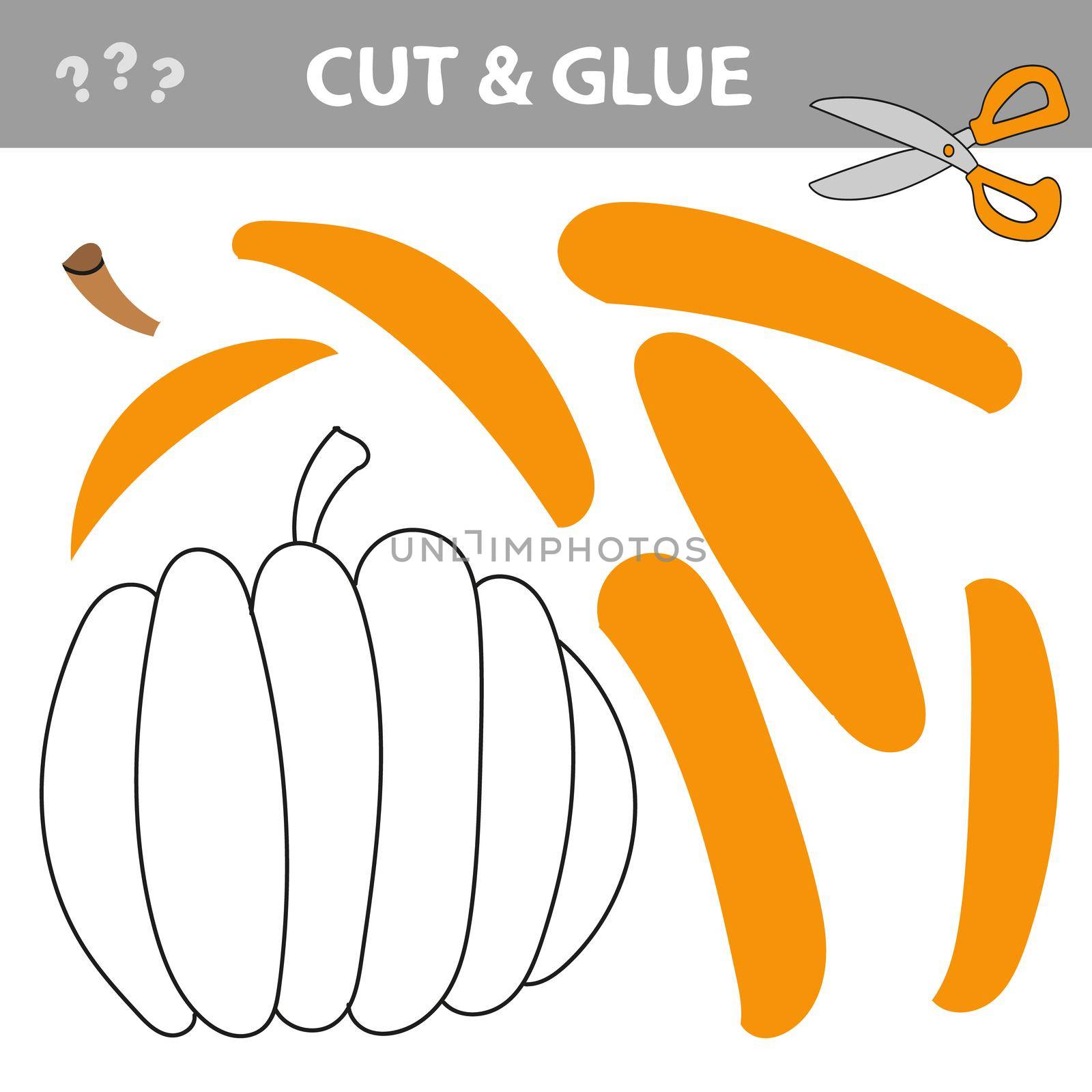 Cut and glue - Simple game for kids. Education paper game for children, Pumpkin by natali_brill