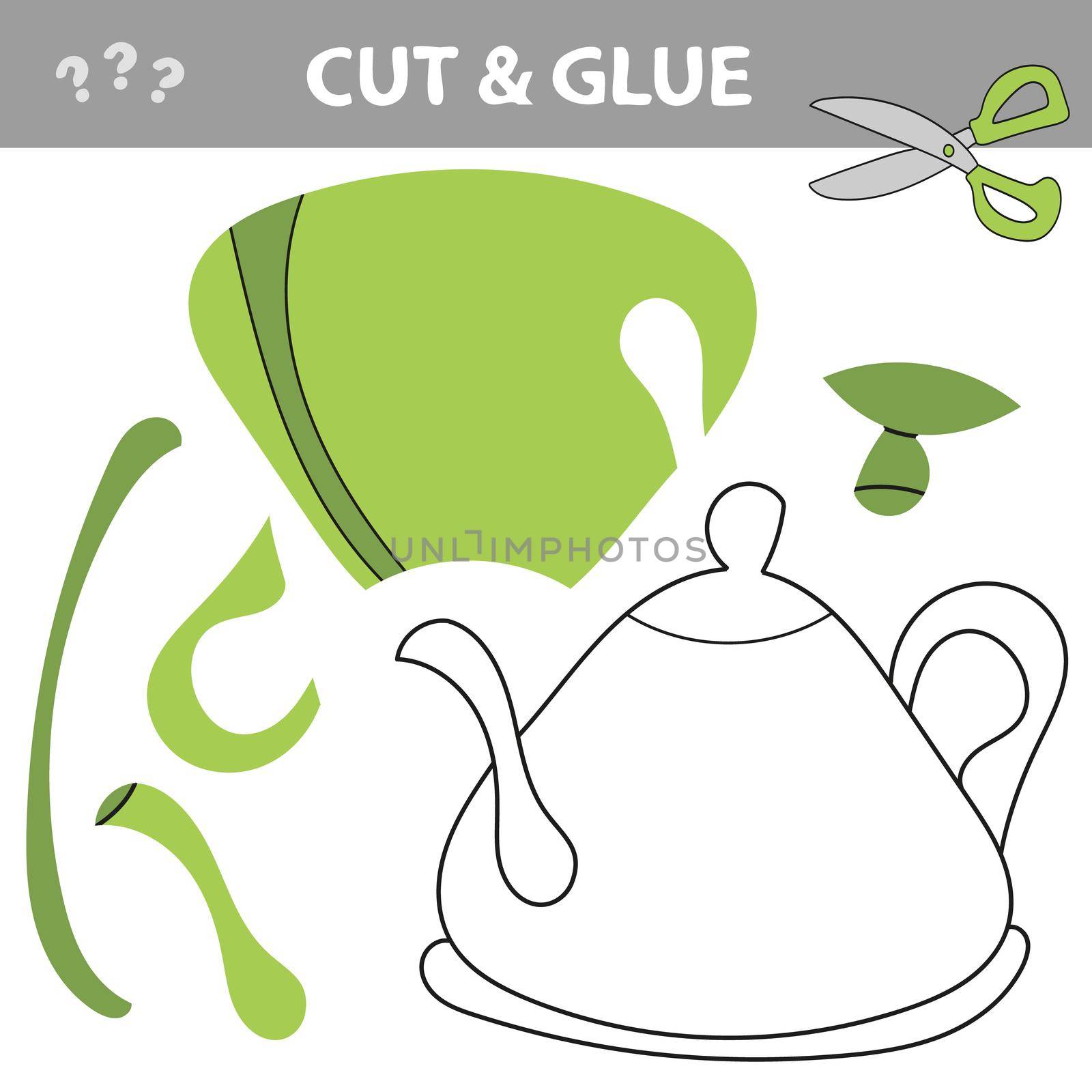 Cut and glue - Simple game for kids. Cut parts of Teapot and glue them by natali_brill