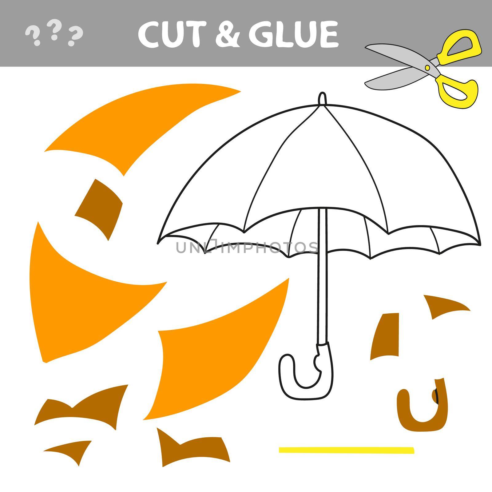 Cut and glue - Simple game for kids. Umbrella in cartoon style, education game by natali_brill