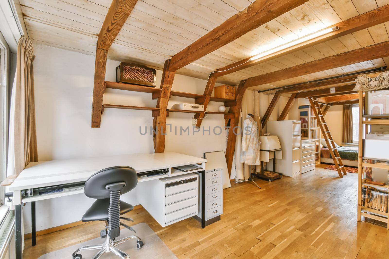 Beautiful corner of the room with a table for work