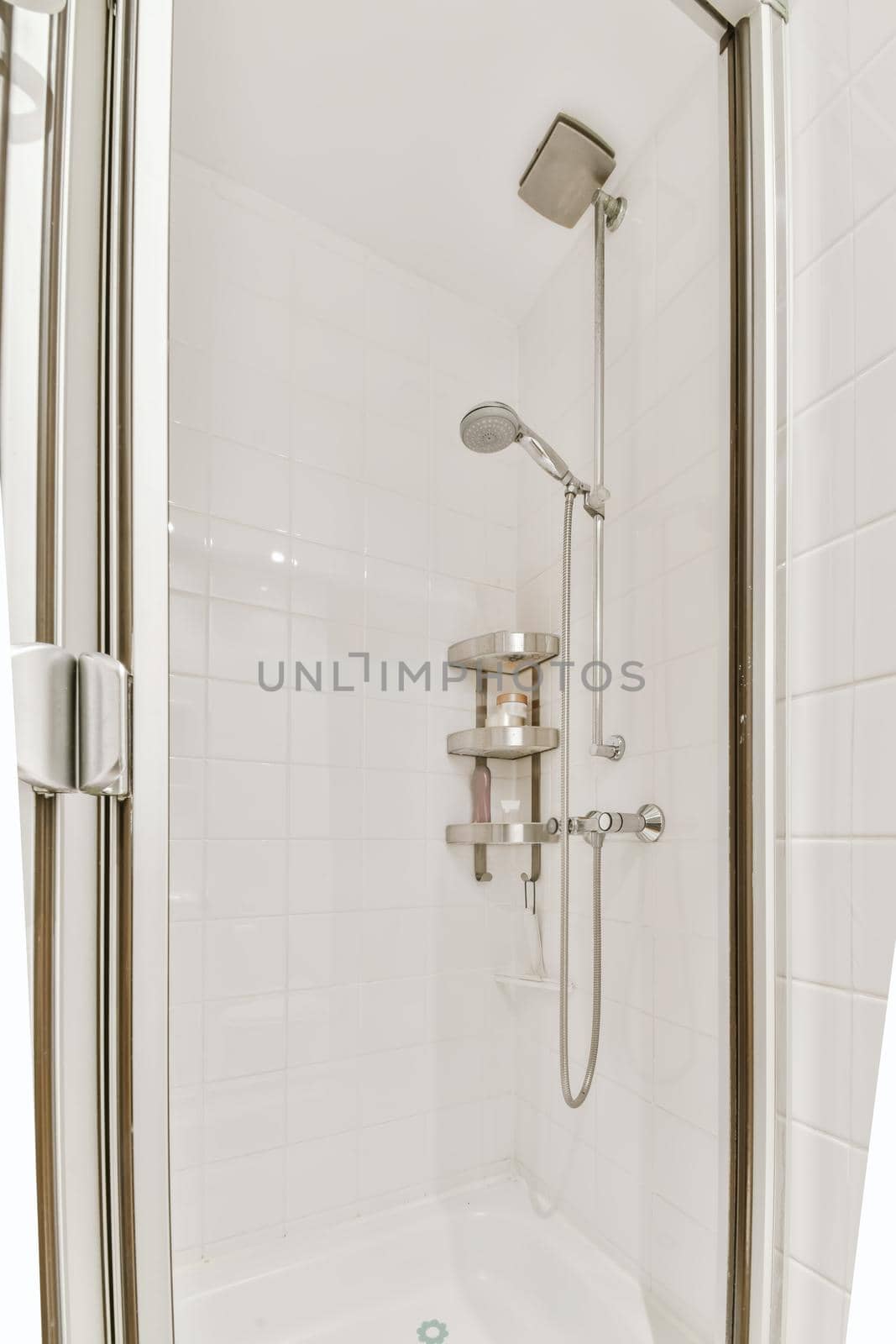 Design of stylish shower tall in pretty bathroom