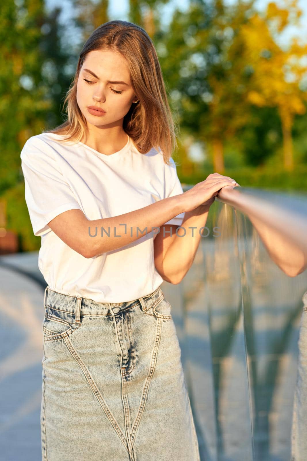 pretty woman posing lifestyle street walk fun. High quality photo