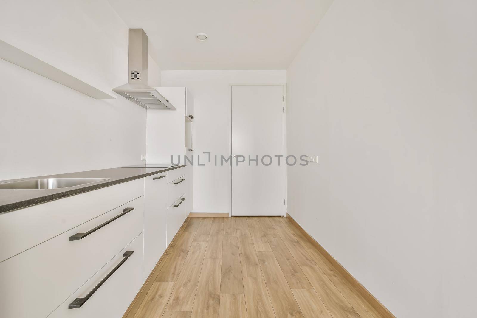 Interior of empty home kitchen with contemporary appliances