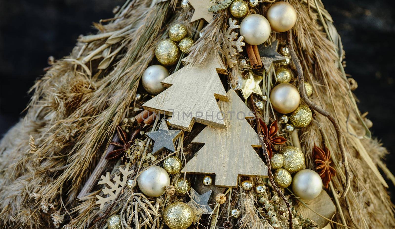 Christmas interior plant based composition with candles