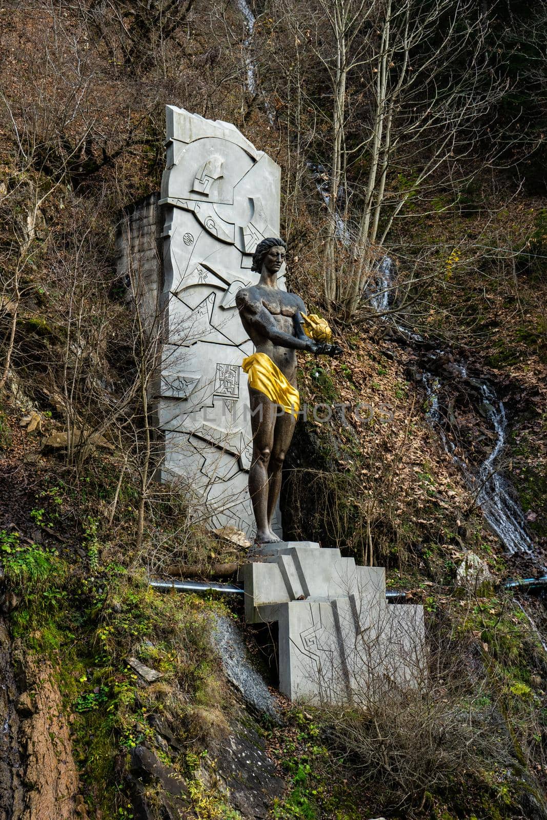 Famous park in city-resort with mineral water springs Borjomi in the mountains of Georgia