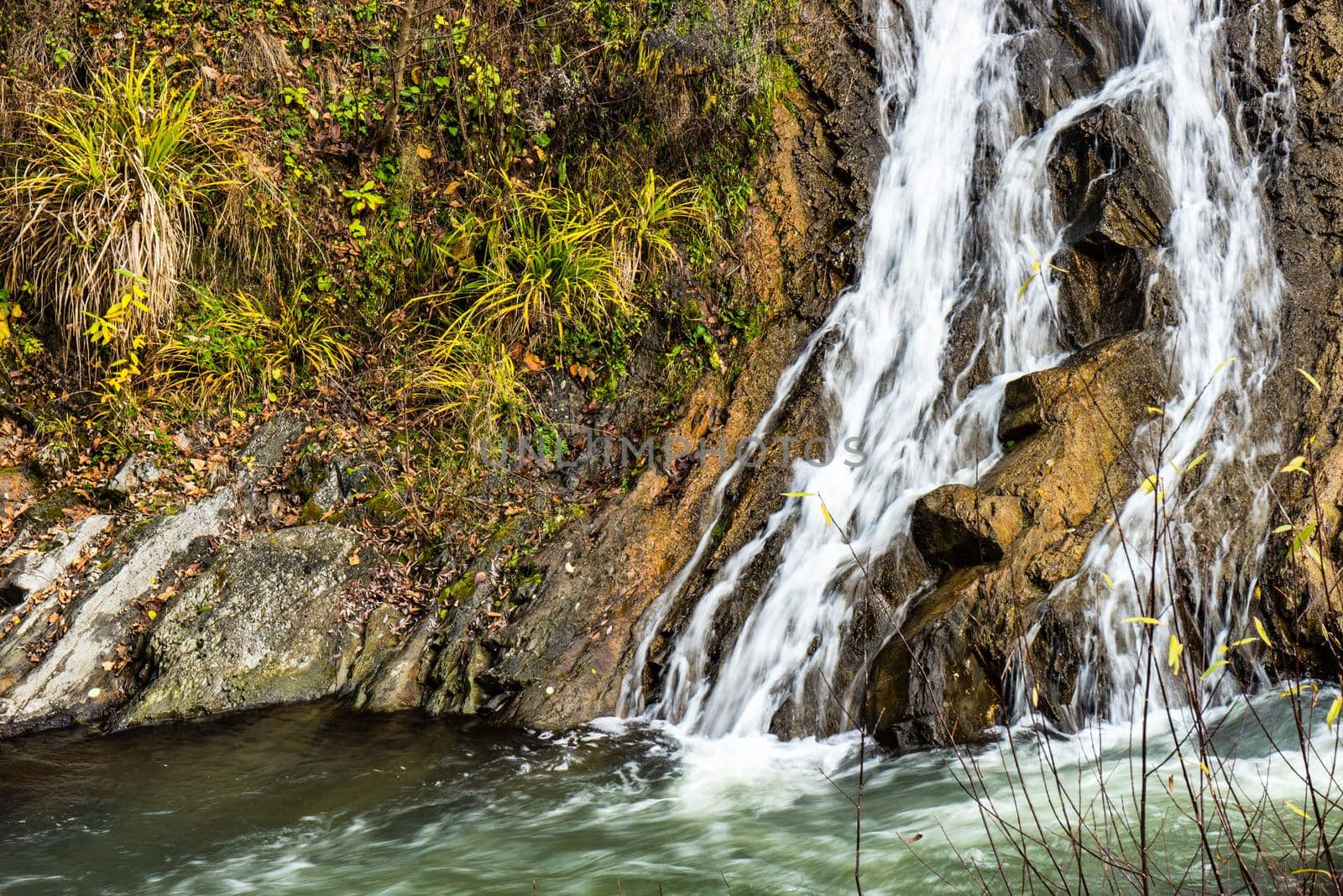 Famous park in city-resort with mineral water springs Borjomi in the mountains of Georgia
