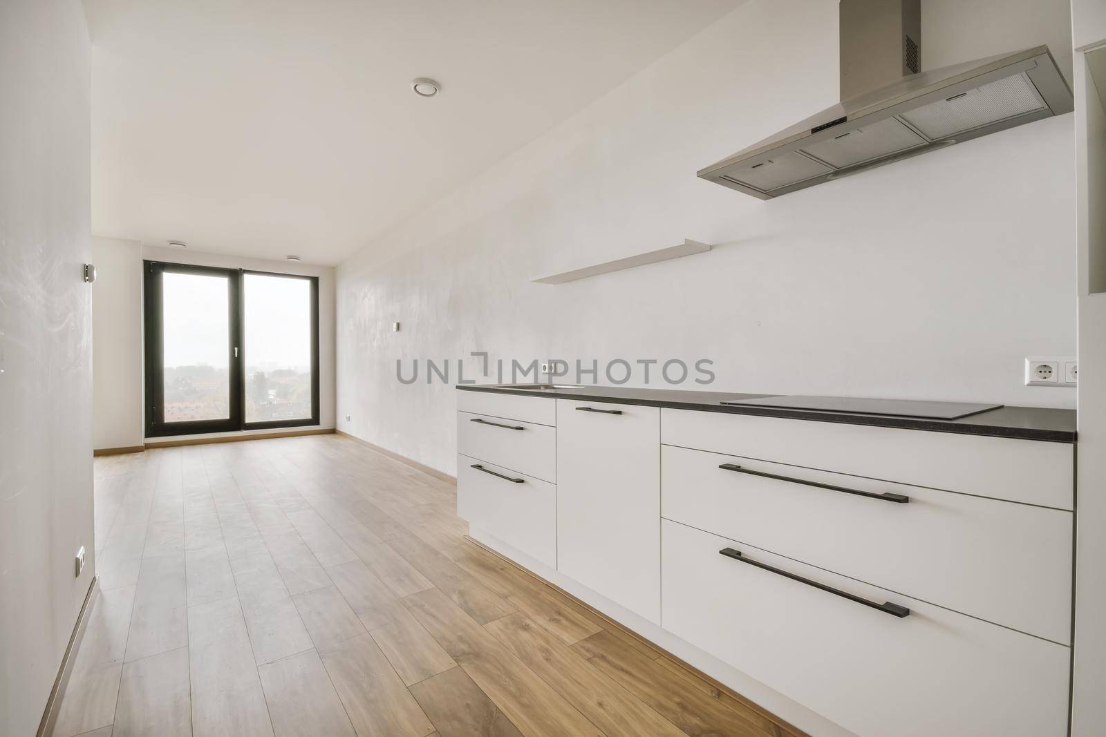 Interior of empty home kitchen with contemporary appliances