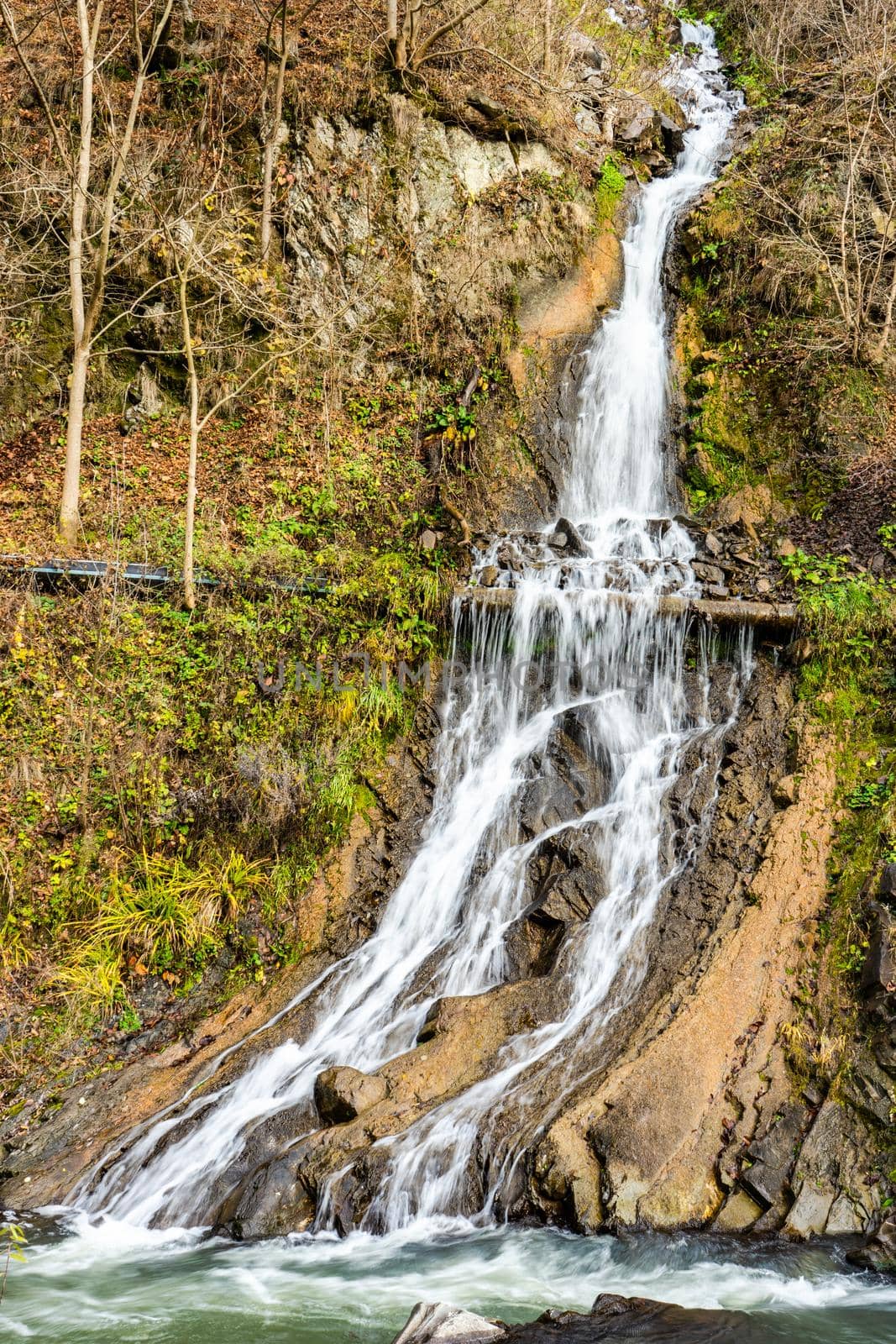 Famous park in city-resort with mineral water springs Borjomi in the mountains of Georgia