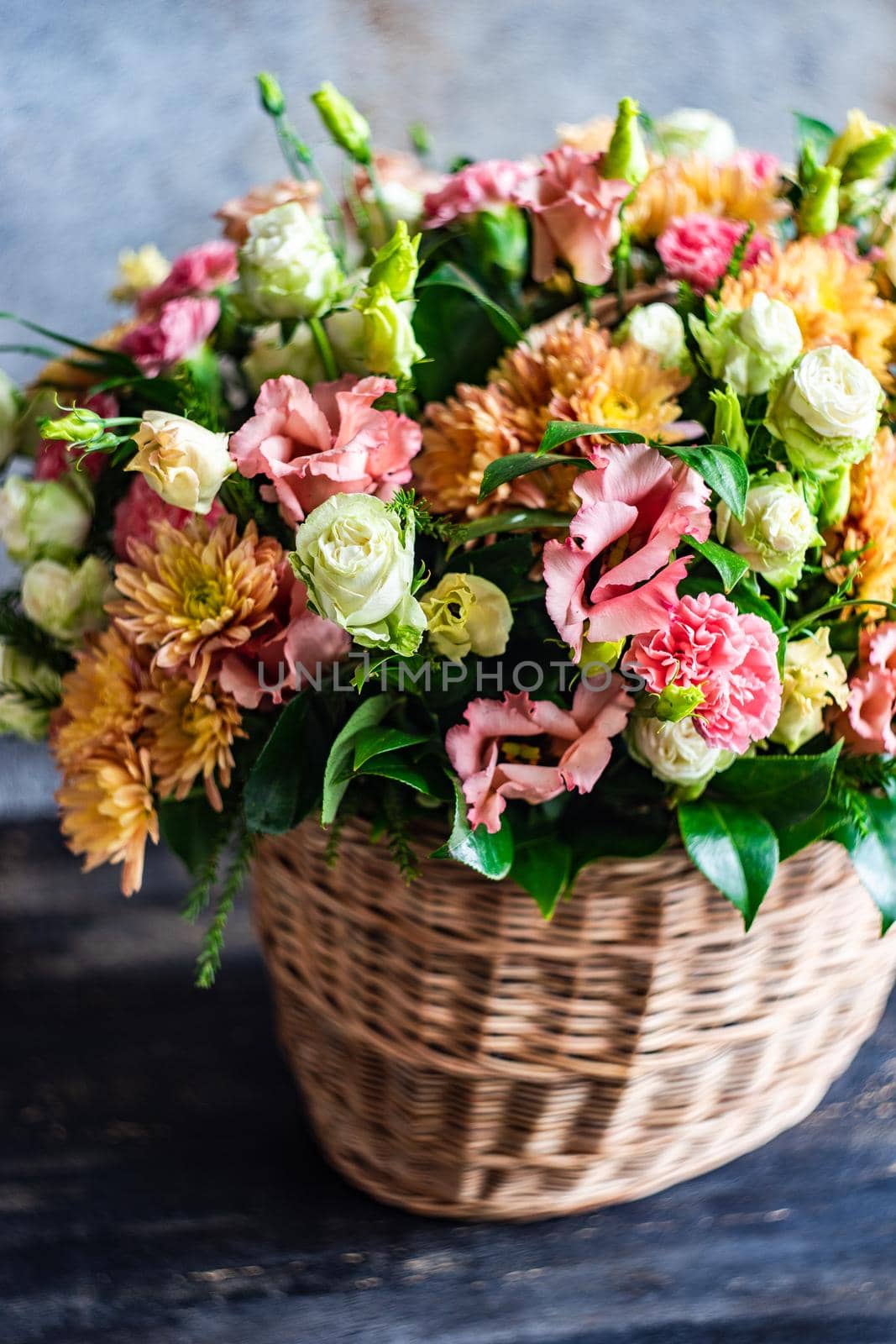 Floral autumnal composition with seasonal flowers by Elet