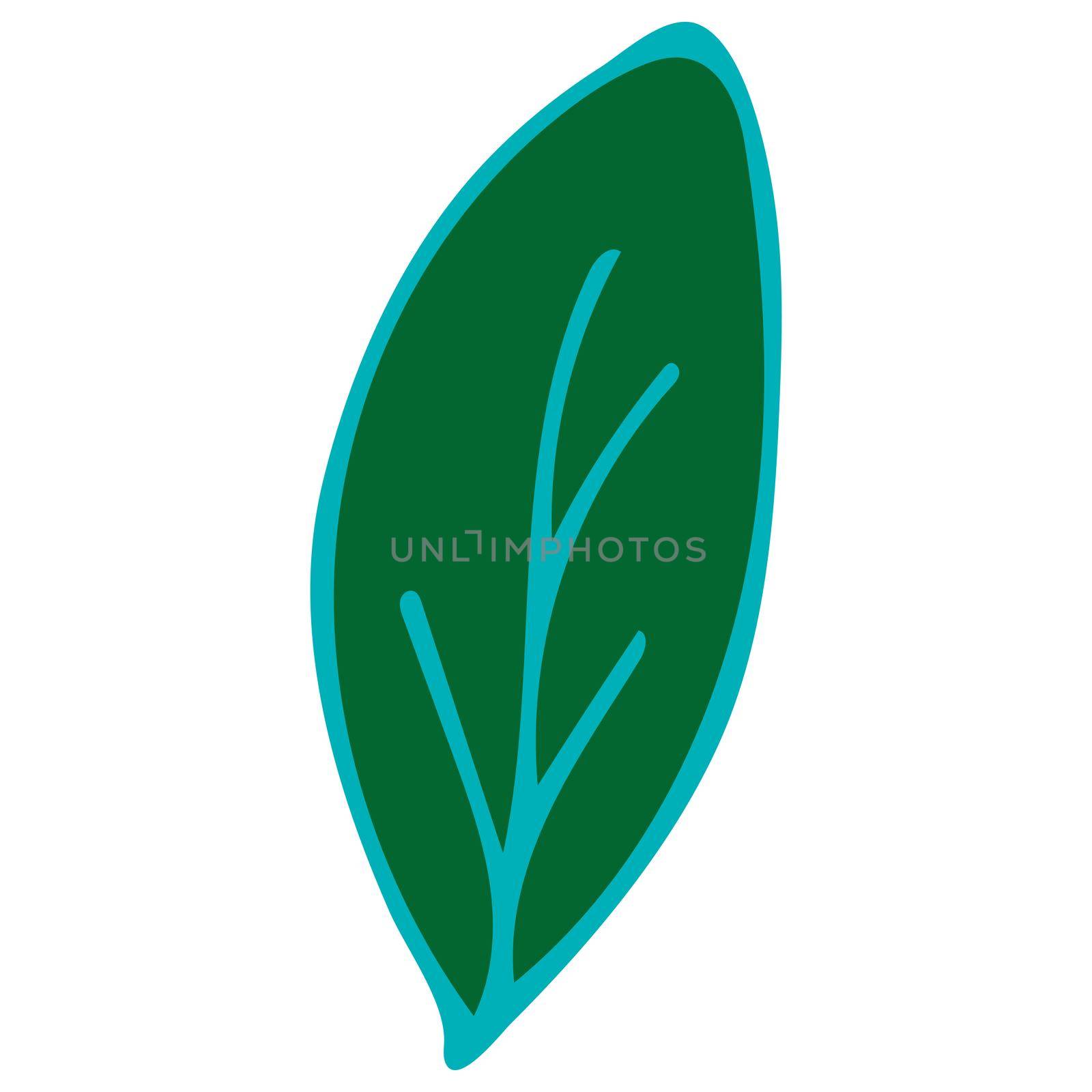 Colorful Doodle Leaf Isolated on White Background. Hand Drawn Leaf Illustration.