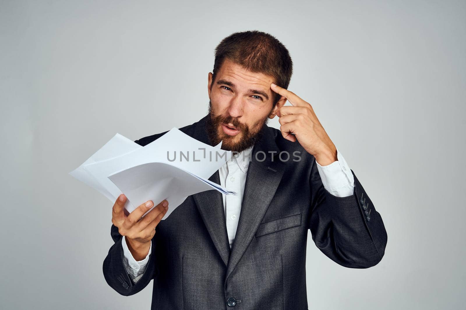 business man with documents office professional work by Vichizh