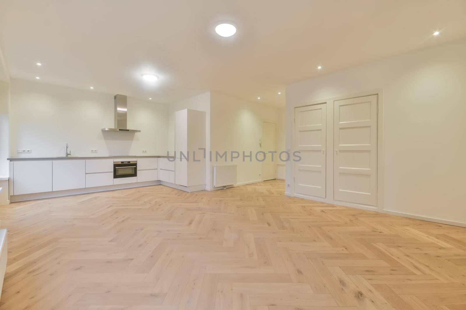 Interior of empty home kitchen with contemporary appliances