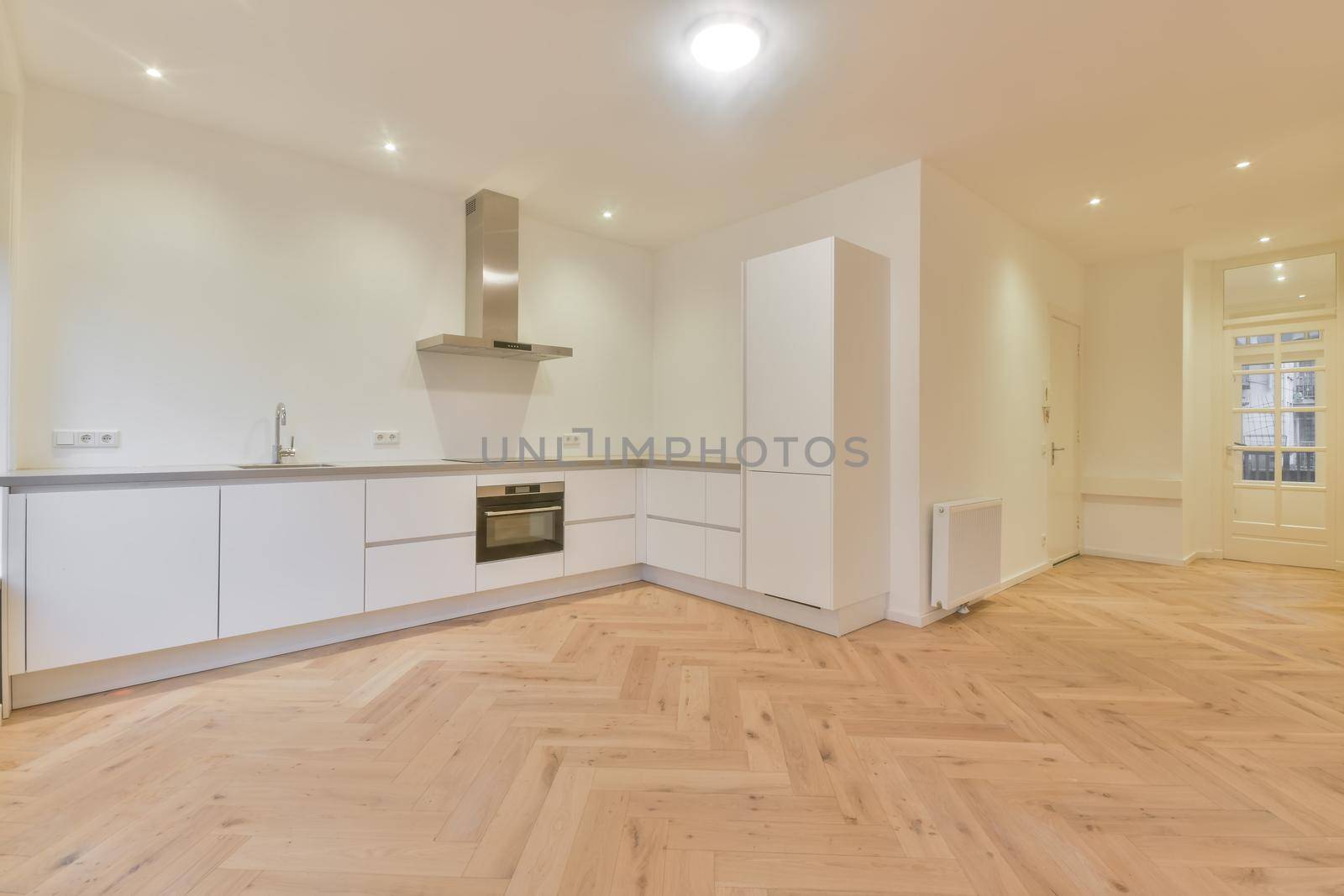 Interior of empty home kitchen with contemporary appliances
