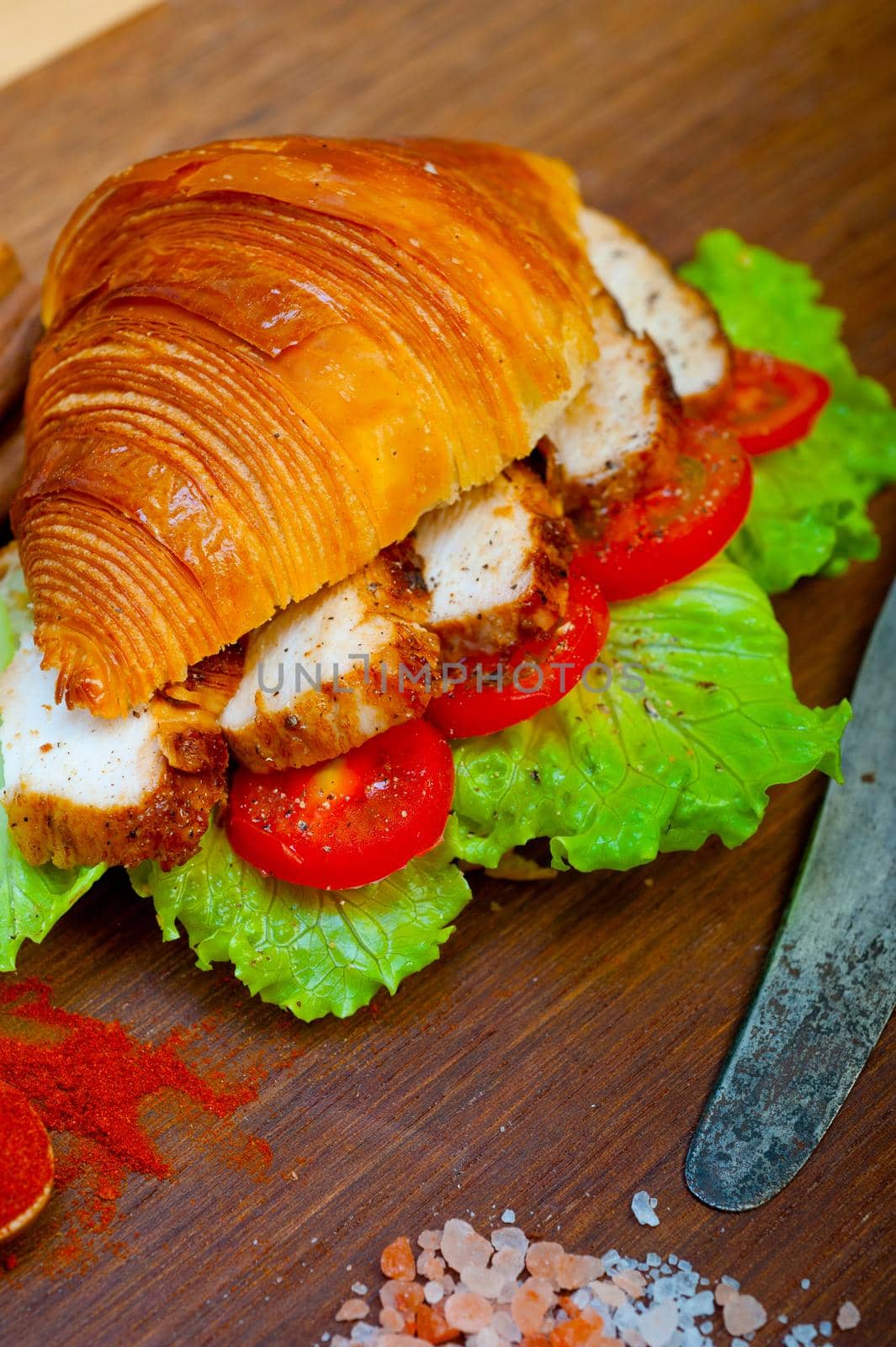 savory croissant brioche bread with chicken breast  by keko64