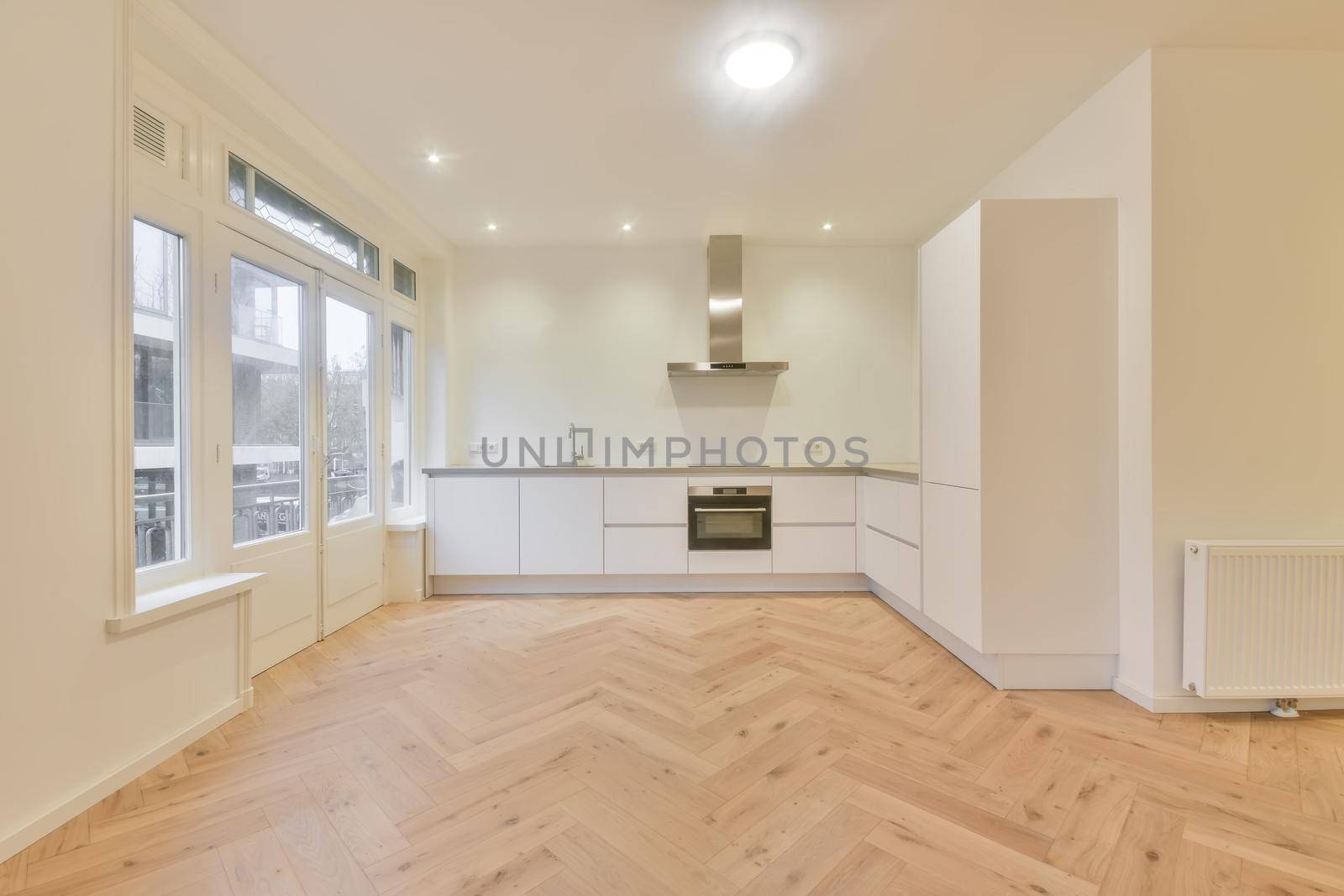 Interior of empty home kitchen with contemporary appliances