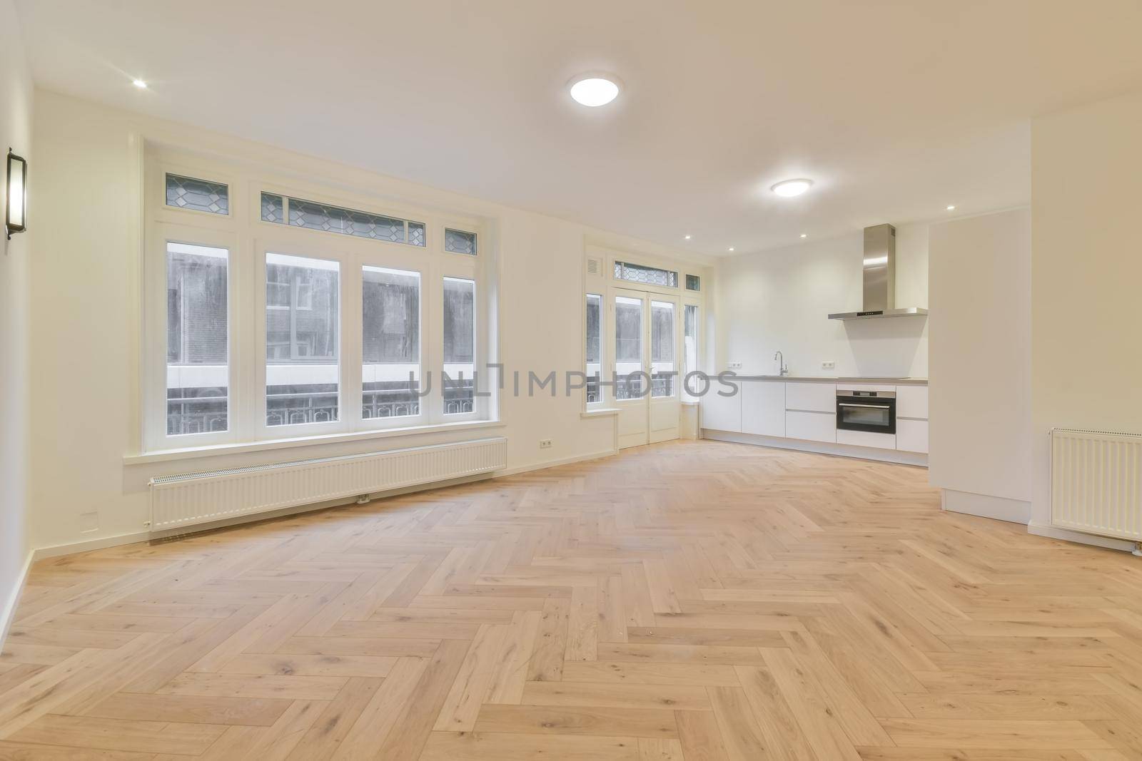 Interior of empty home kitchen with contemporary appliances