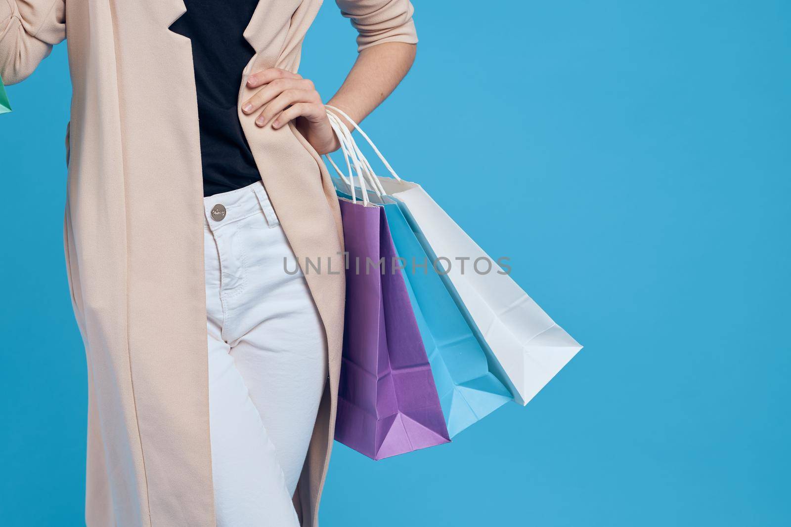 pretty woman multicolored packs emotions shopping fashion studio model by Vichizh