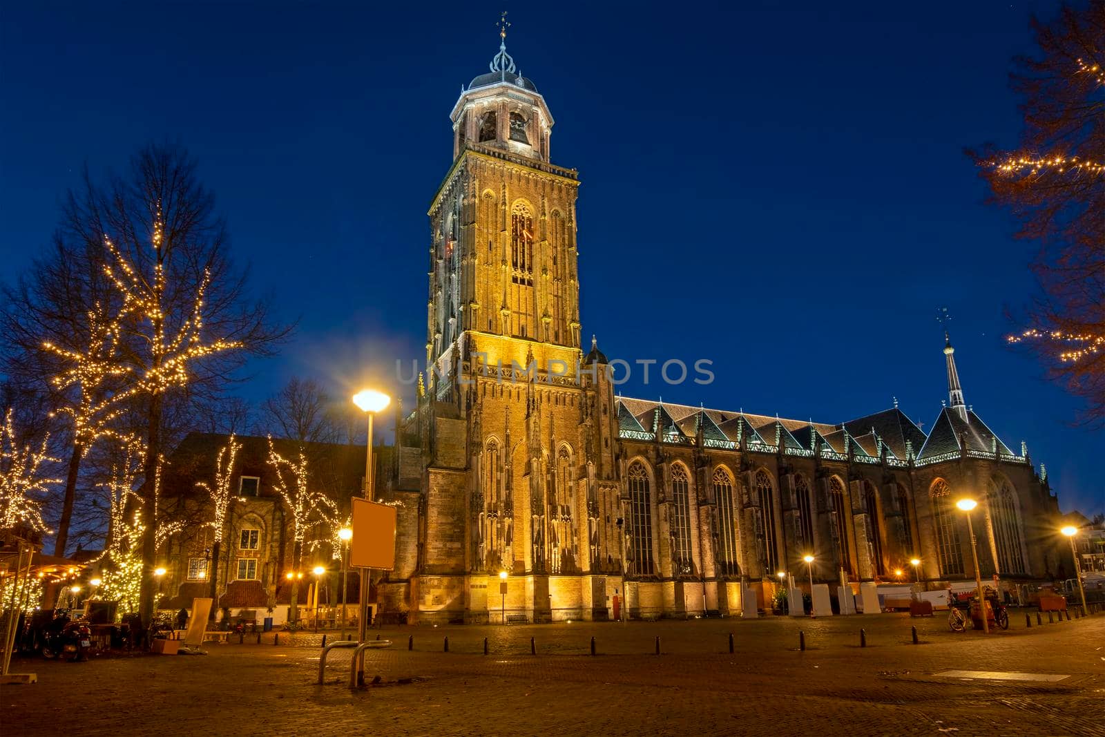 The Lebinius church in Deventer the Netherlands at sunset by devy