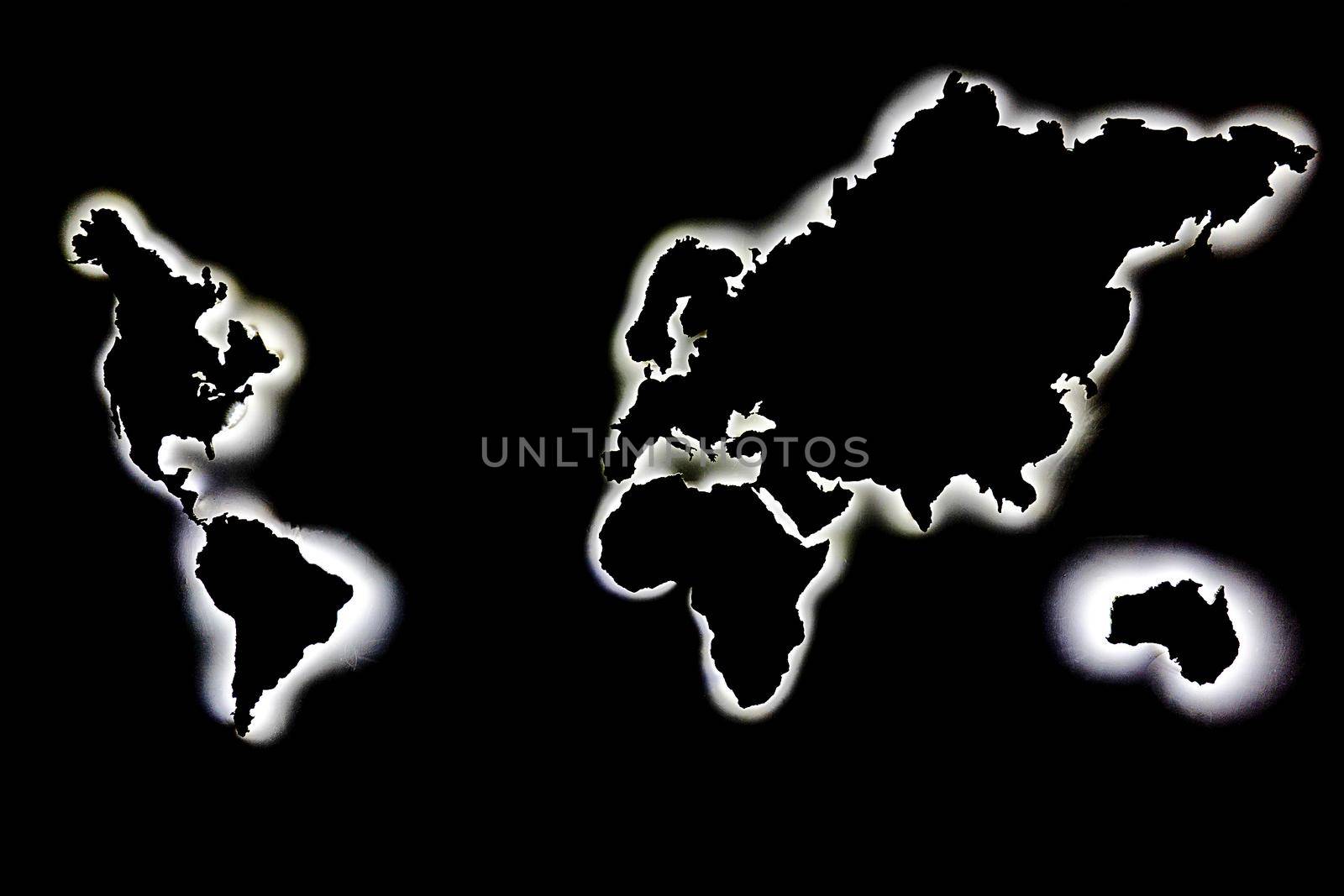 world map continents, drawing, scheme, black and white, planet earth. High quality photo