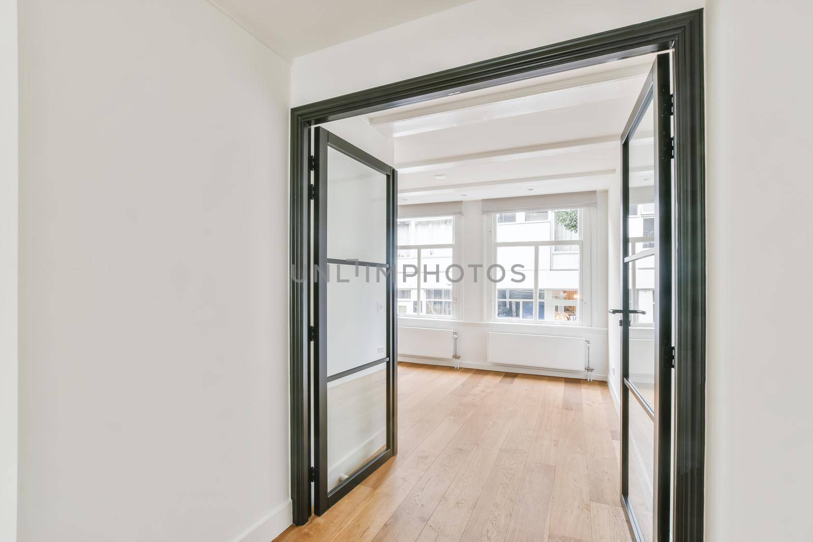 Stylish open doors in elegant luxury apartmeent