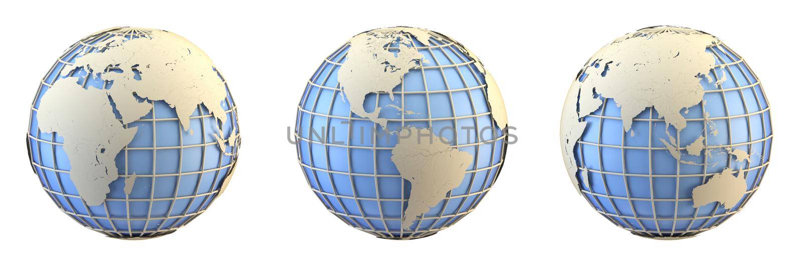 Earth globe 3D rendering illustration isolated on white background