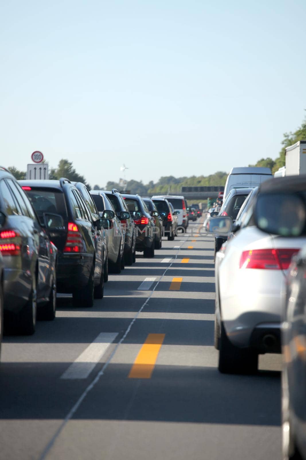 A long traffic jam from many different cars - Photo