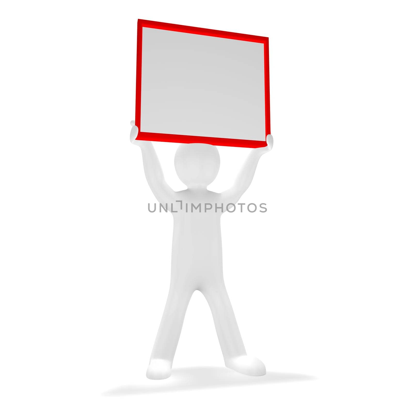 Little man with a blank banner for your notes by BEMPhoto