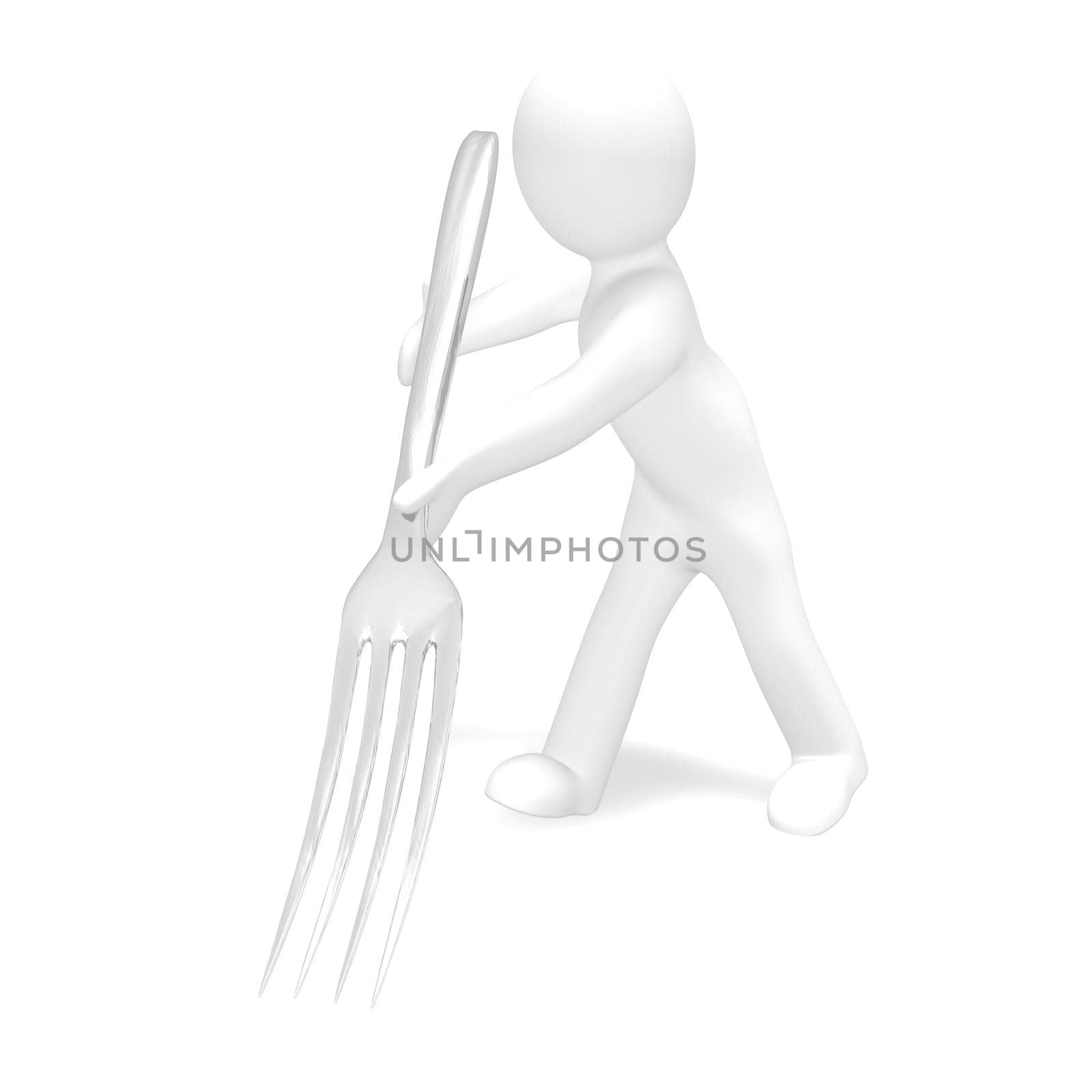 Little man holds a huge fork by BEMPhoto