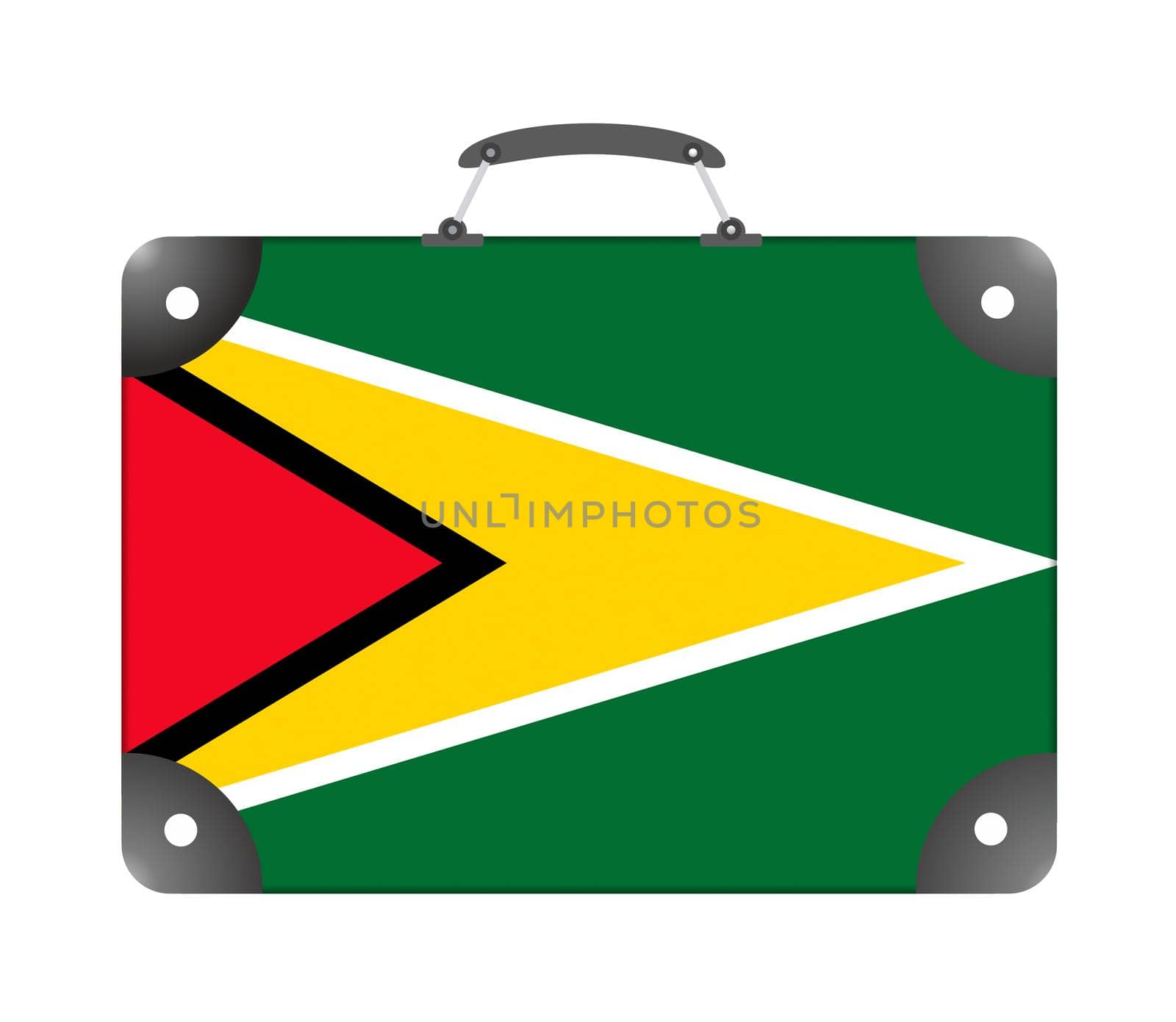 Guyana country flag in the form of a travel suitcase on a white background - illustration