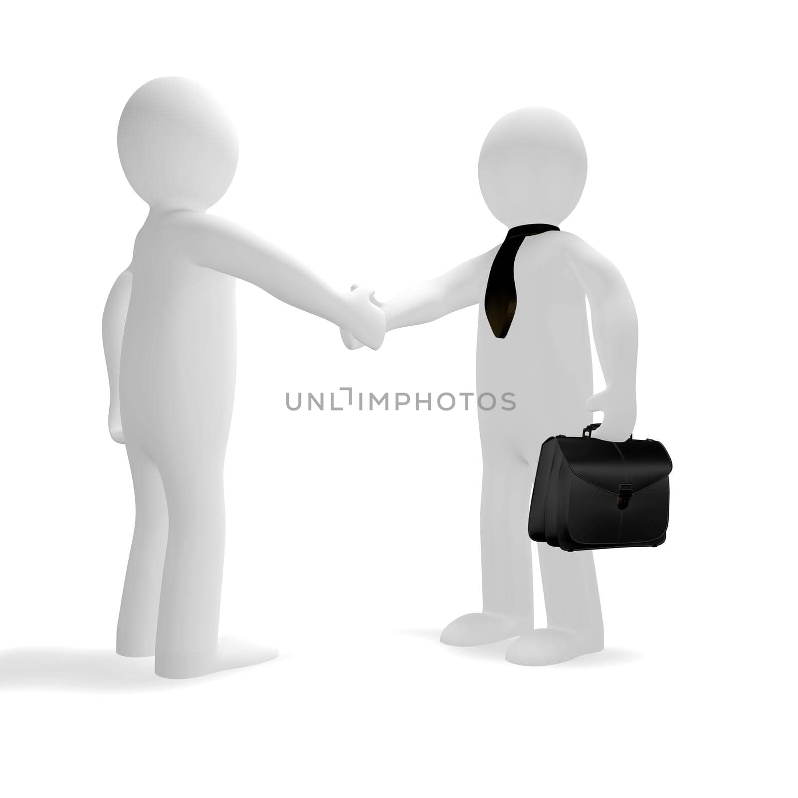 Little men shake hands and agree by BEMPhoto