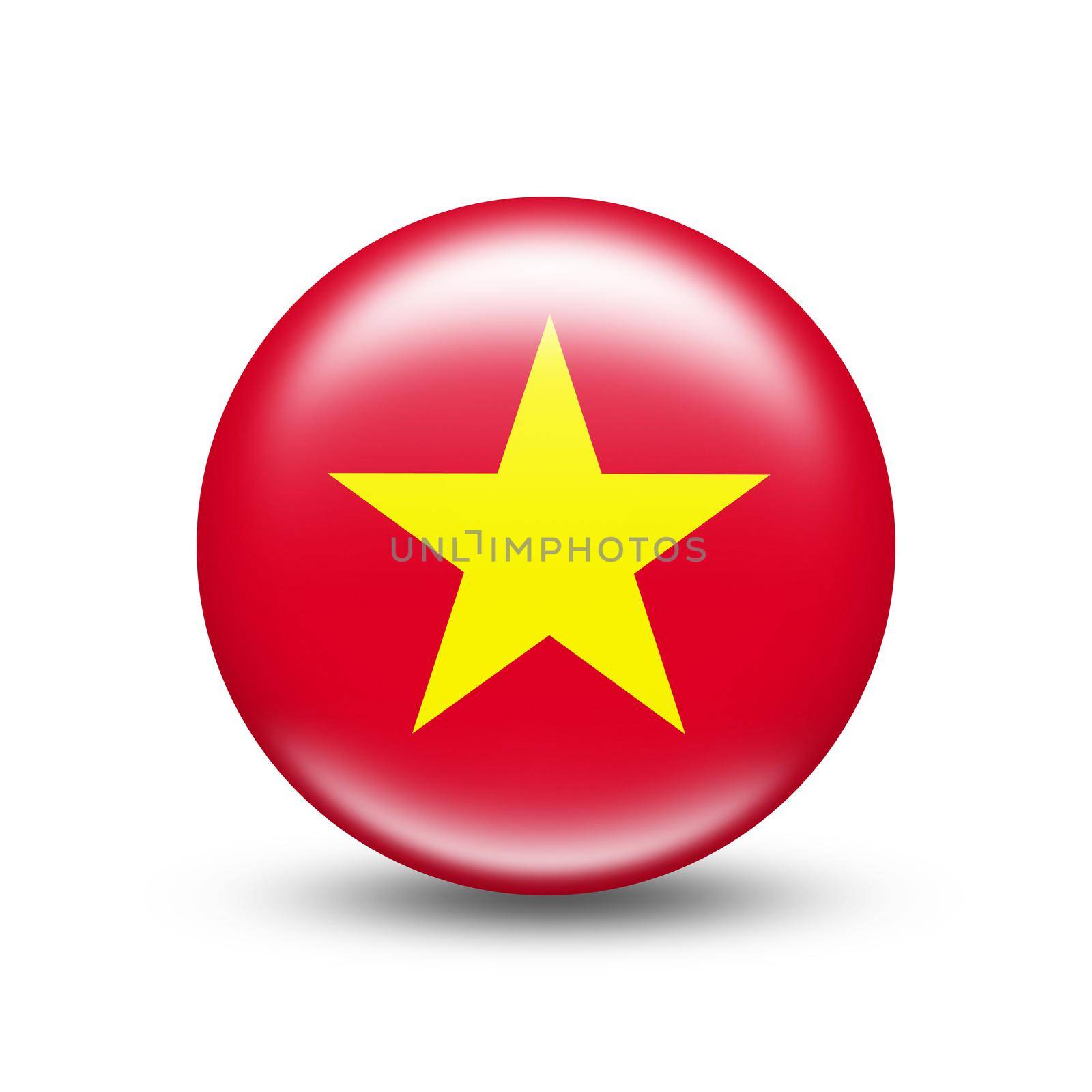 Vietnam country flag in sphere with white shadow by BEMPhoto