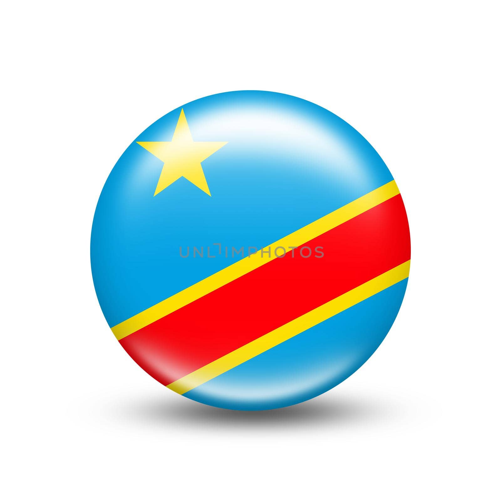 Flag of the country Democratic Republic of the Congo in a sphere with white shadow by BEMPhoto