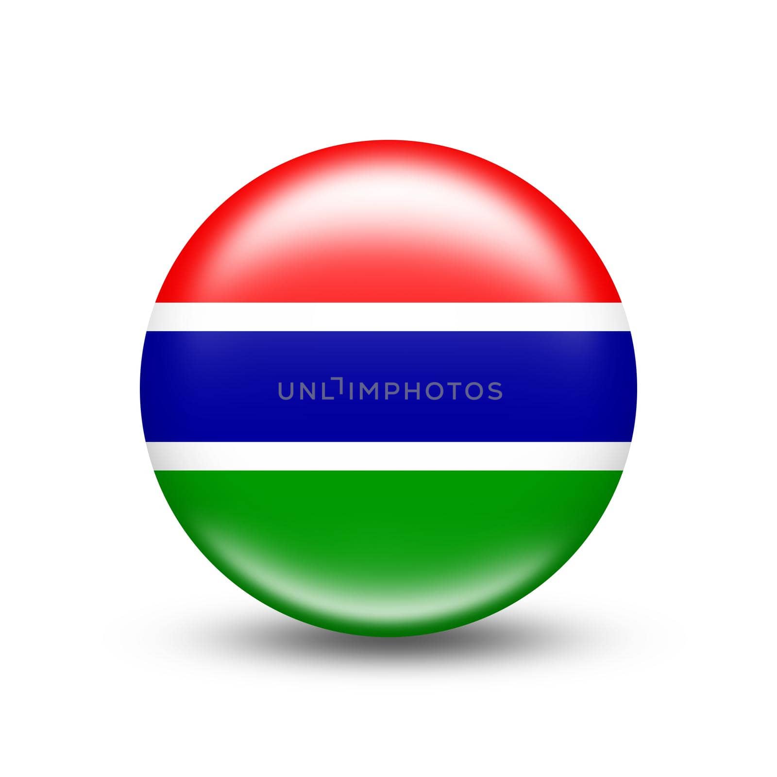 Gambia country flag in sphere with white shadow - illustration