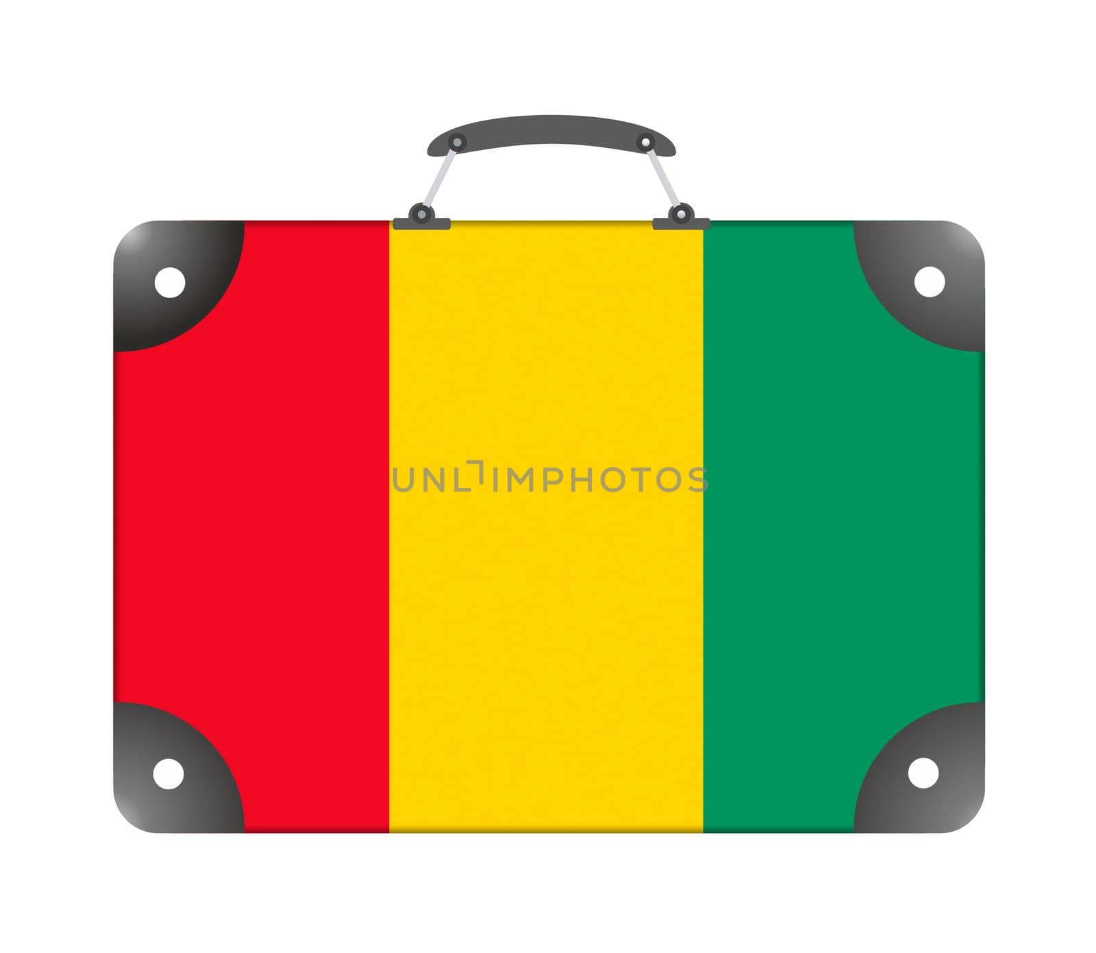 Guinea country flag in the form of a travel suitcase on a white background by BEMPhoto