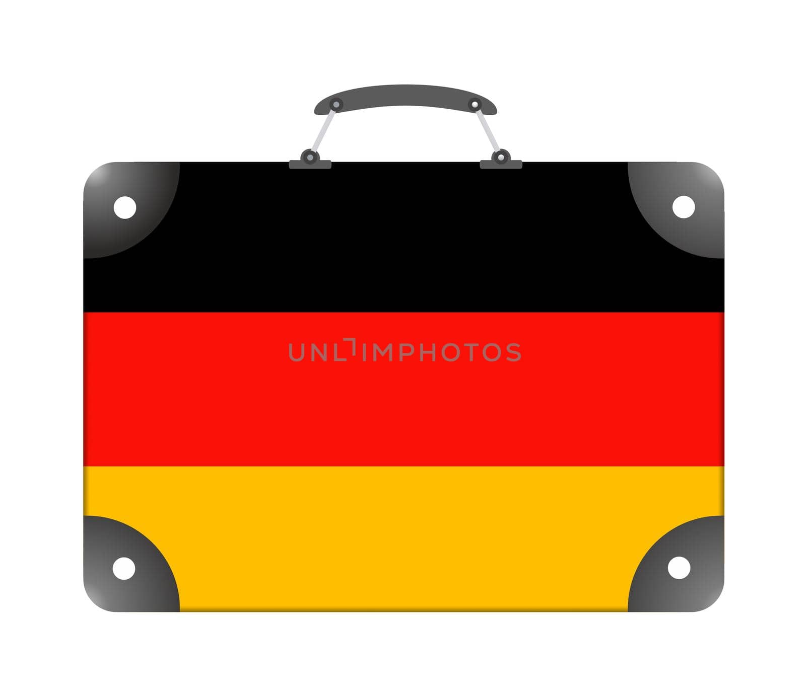 Flag of the country of Germany in the form of a suitcase for travel on a white background by BEMPhoto