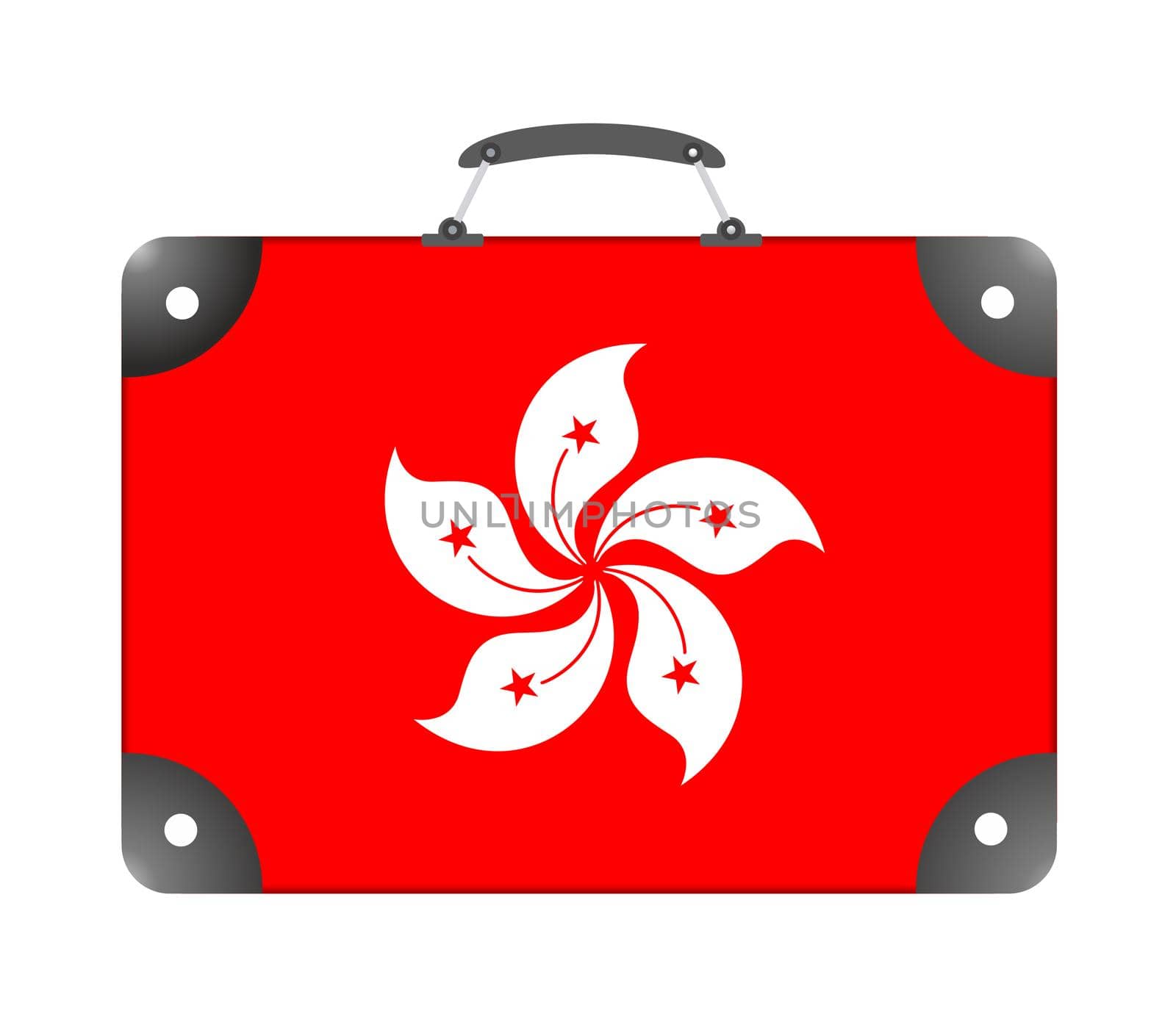 Flag of Hong Kong country in the form of a travel suitcase on a white background - illustration