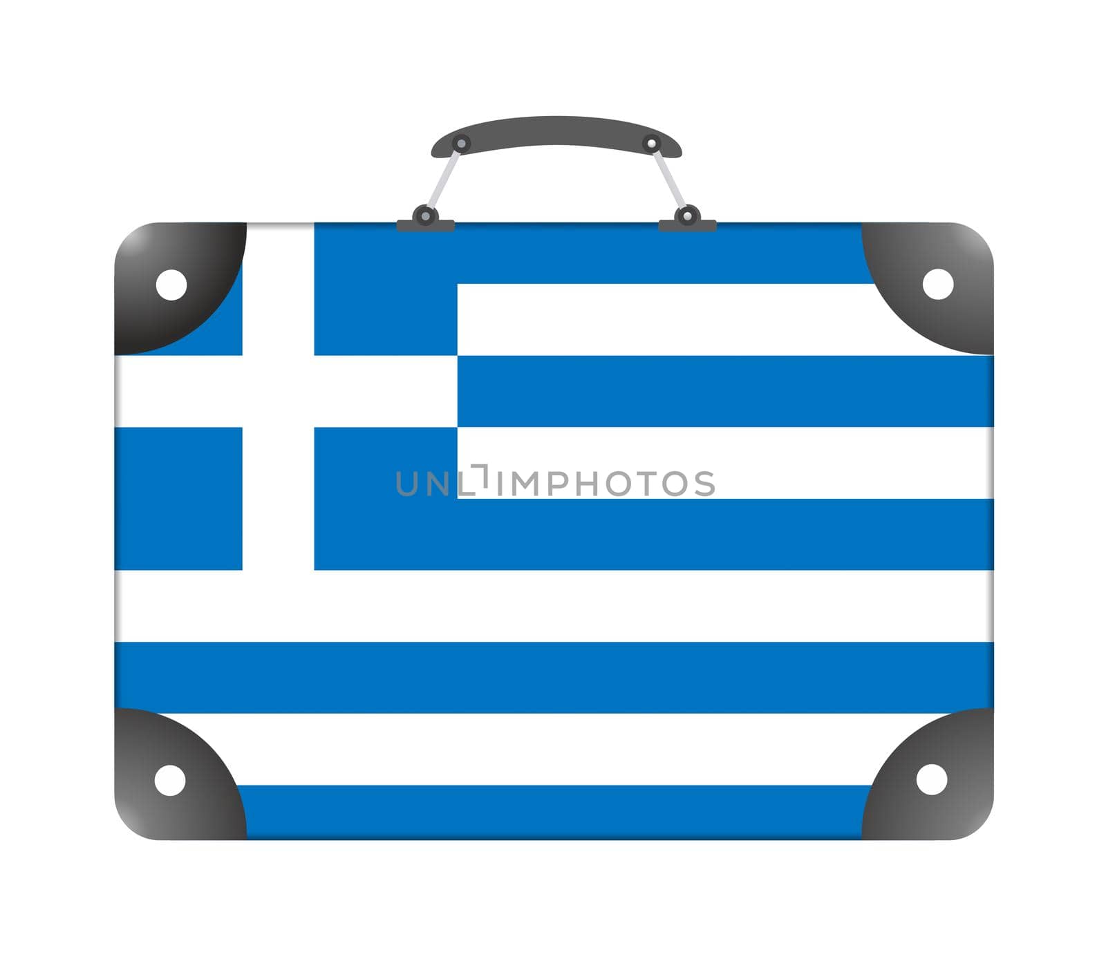 Greece flag in the form of a travel suitcase on a white background by BEMPhoto