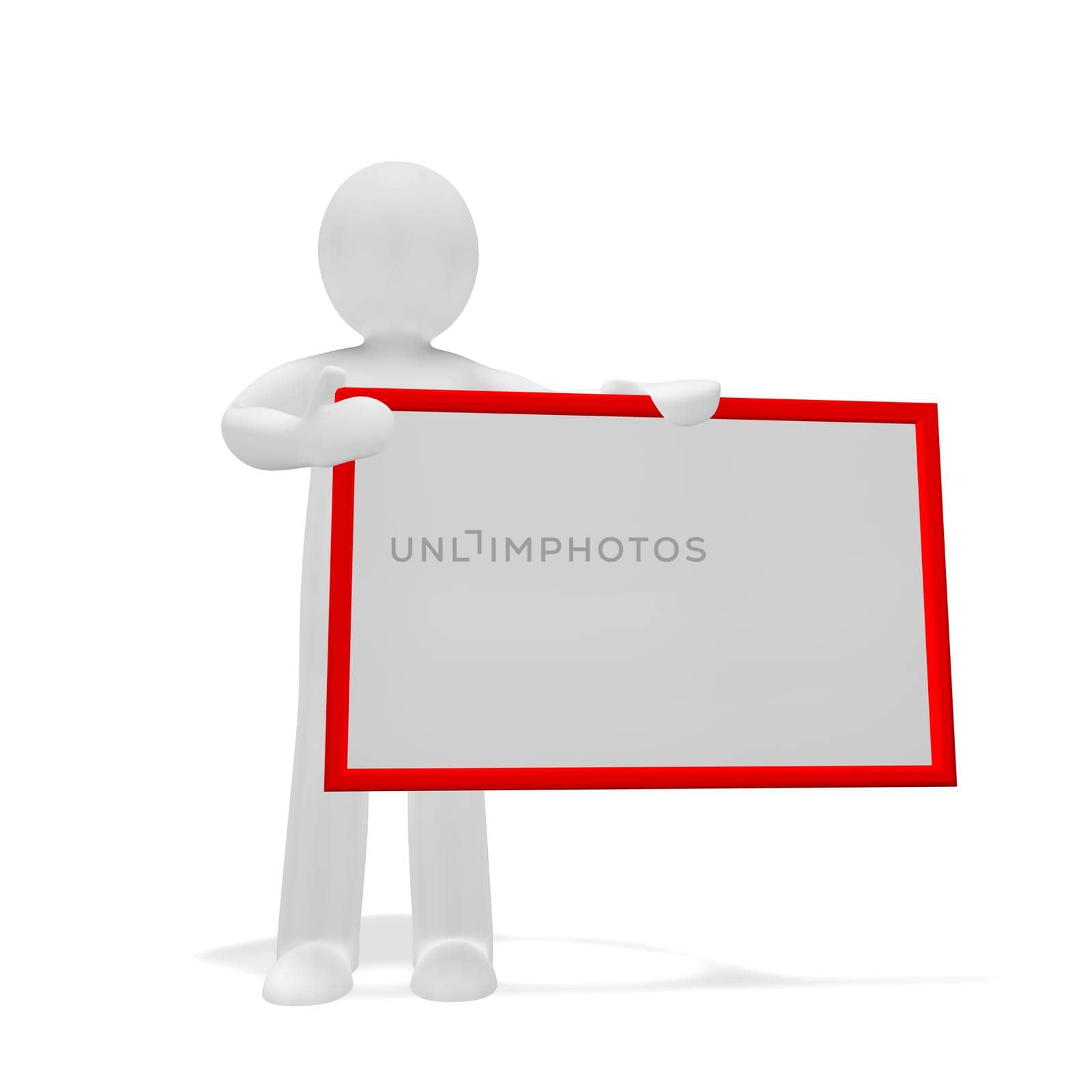 Little man with a blank banner for your notes by BEMPhoto