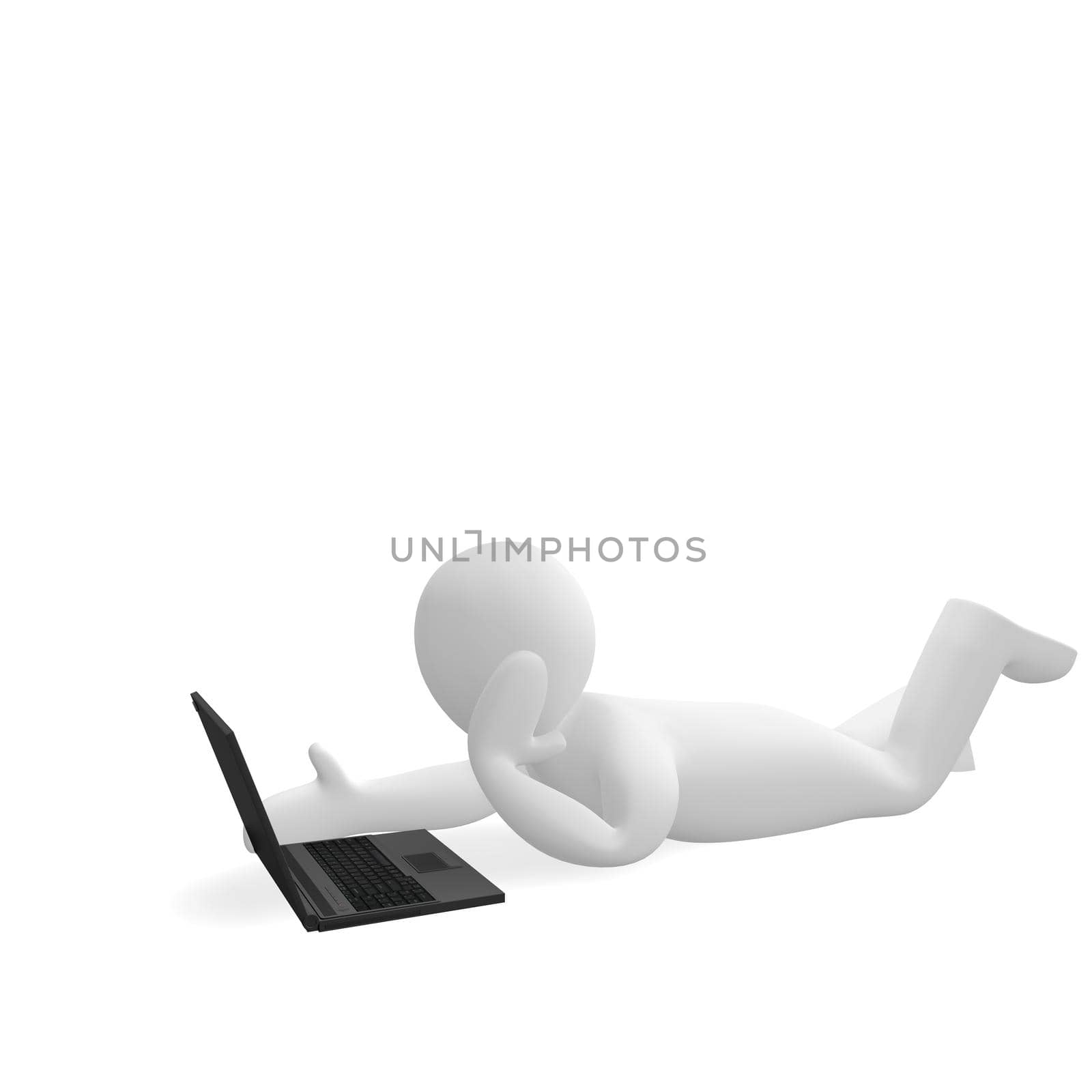 Little man works in a laptop by BEMPhoto