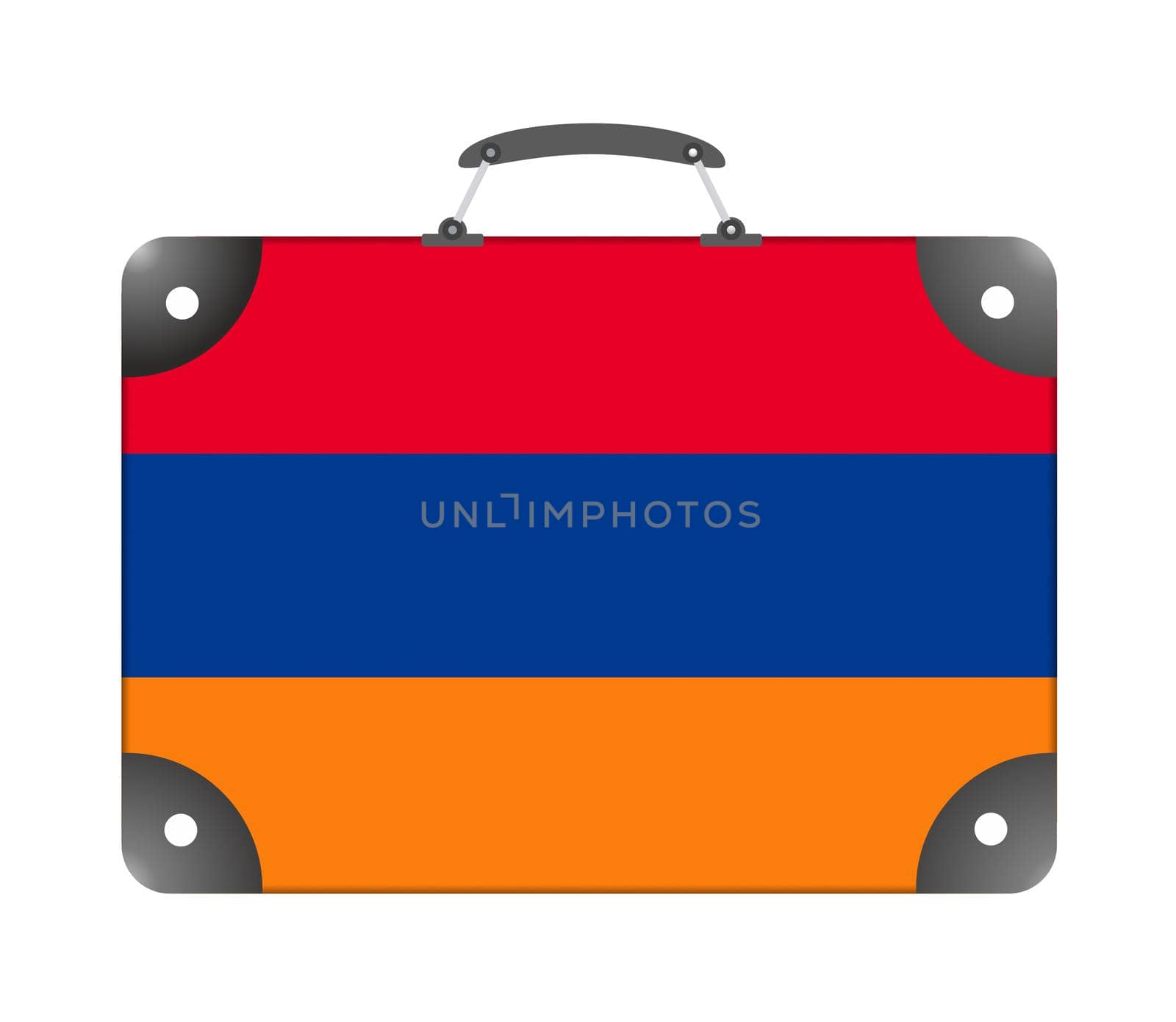 Flag of Armenia country in the form of a travel suitcase on a white background - illustration