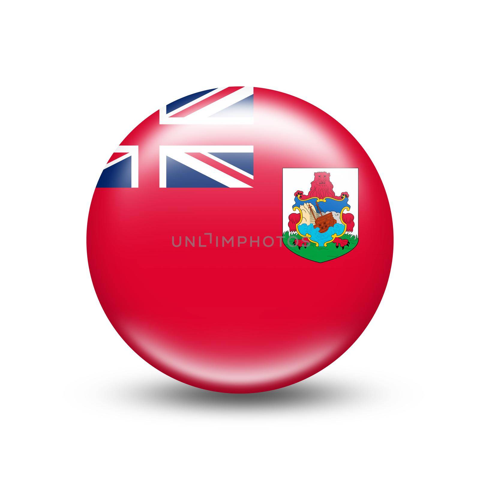 Bermuda country flag in sphere with white shadow by BEMPhoto