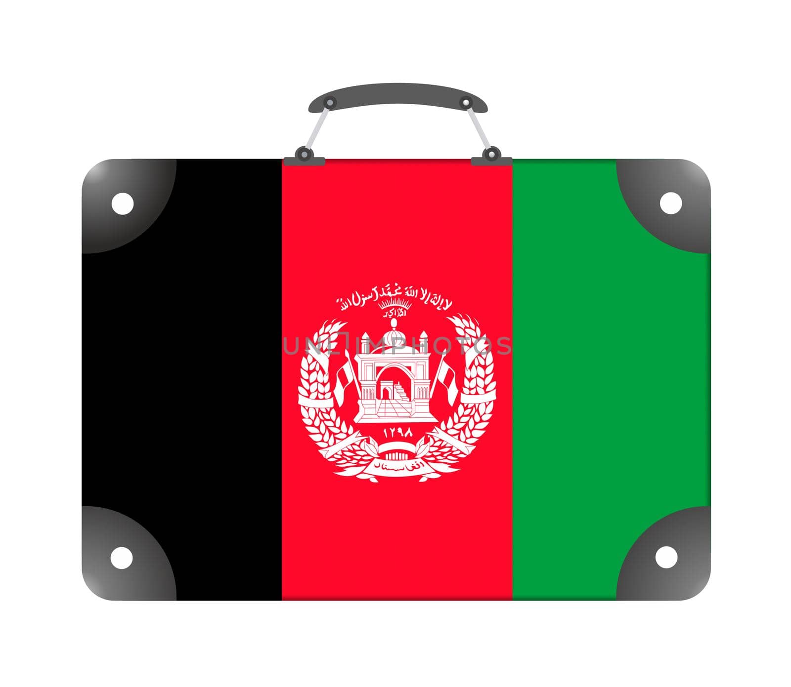 Flag of the country of Afghanistan in the form of a travel suitcase on a white background - illustration