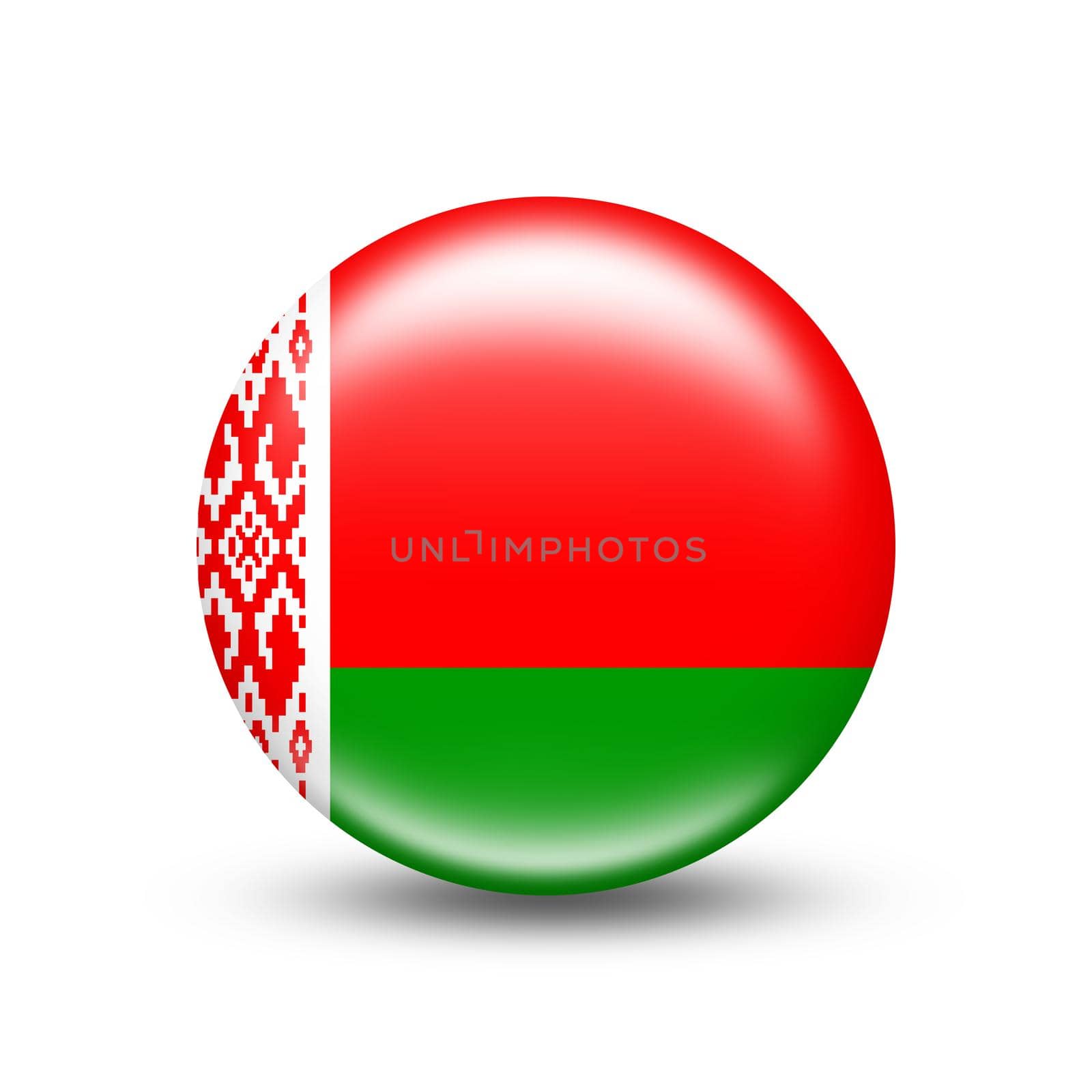 Belarus country flag in sphere with white shadow by BEMPhoto