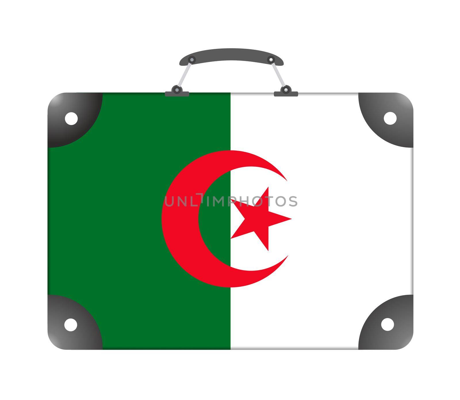 Algeria country flag in the form of a travel suitcase