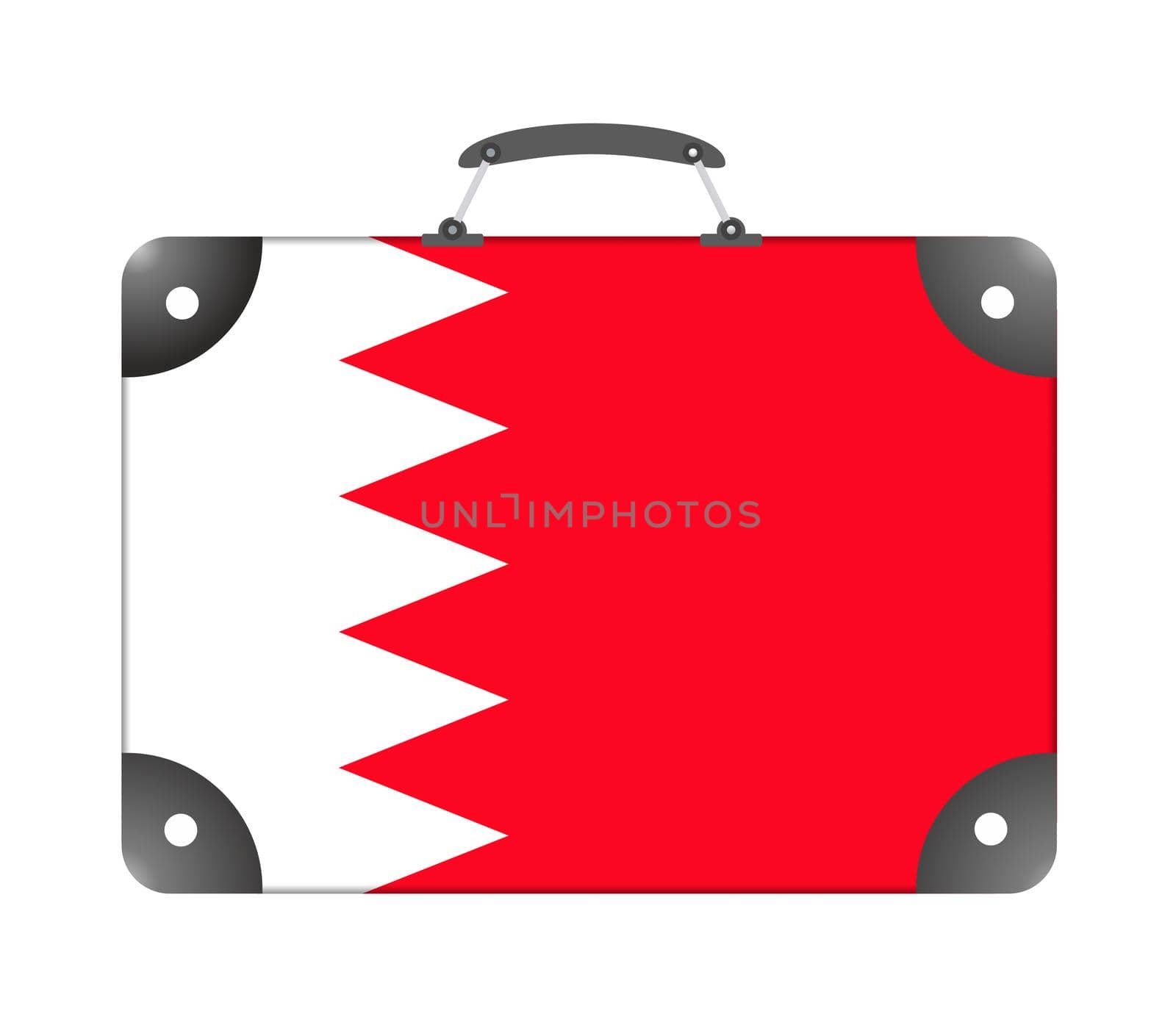 Bahrain country flag in the form of a travel suitcase on a white background by BEMPhoto