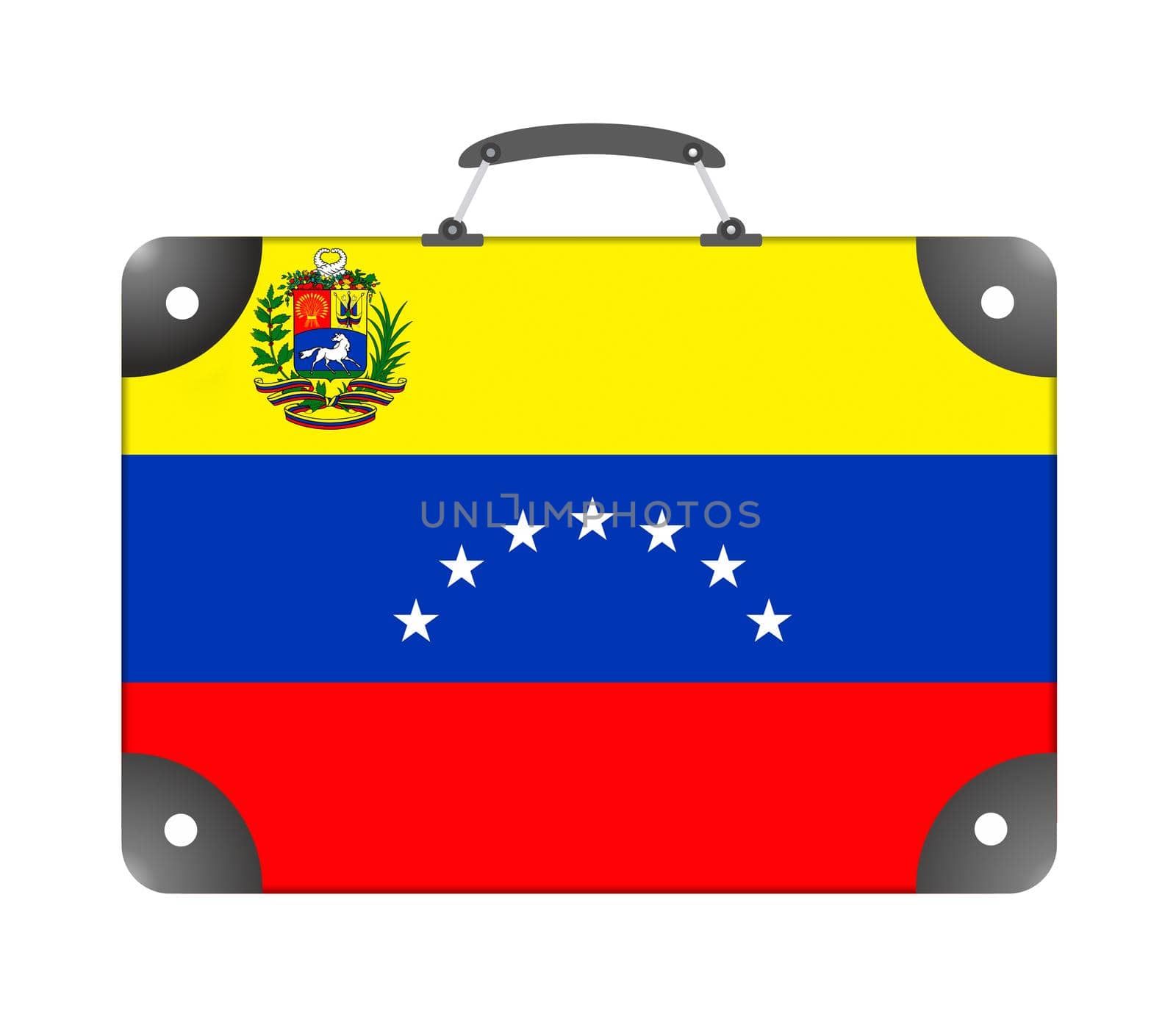 Venezuela country flag in the form of a travel suitcase on a white background - illustration